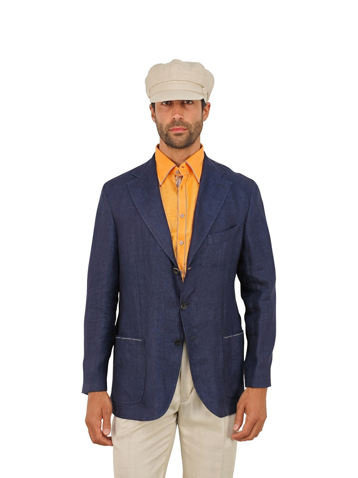 $1650 RUBINACCI NAPOLI Blue Unlined Jacket Sport Coat 100% Linen 42 US 52 EU