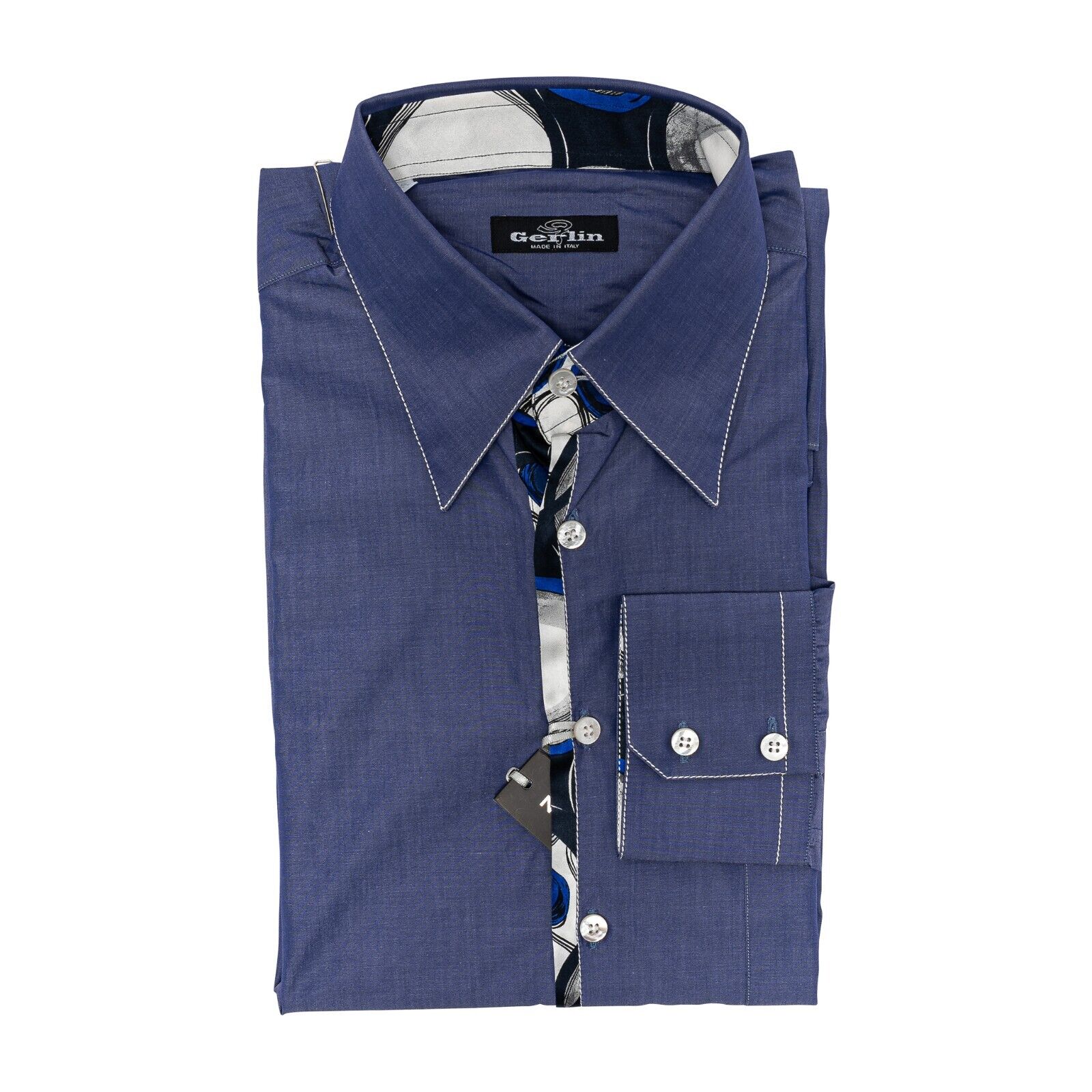 950$ LUXURY GERLIN Shirt Blue Denim Cotton + Silk 16 - 41 6E BIJAN