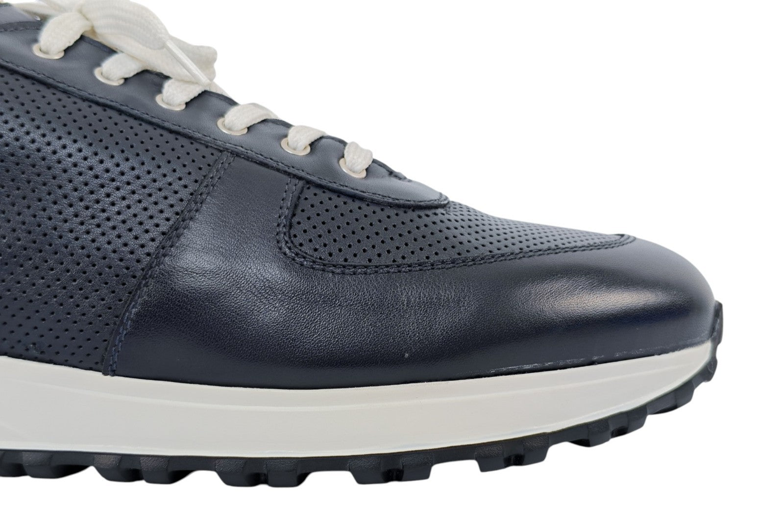 900$ TESTONI "Cuneo" Blue Sneaker Perforated Nappa + Suede 8 UK / 9 US / 42 IT