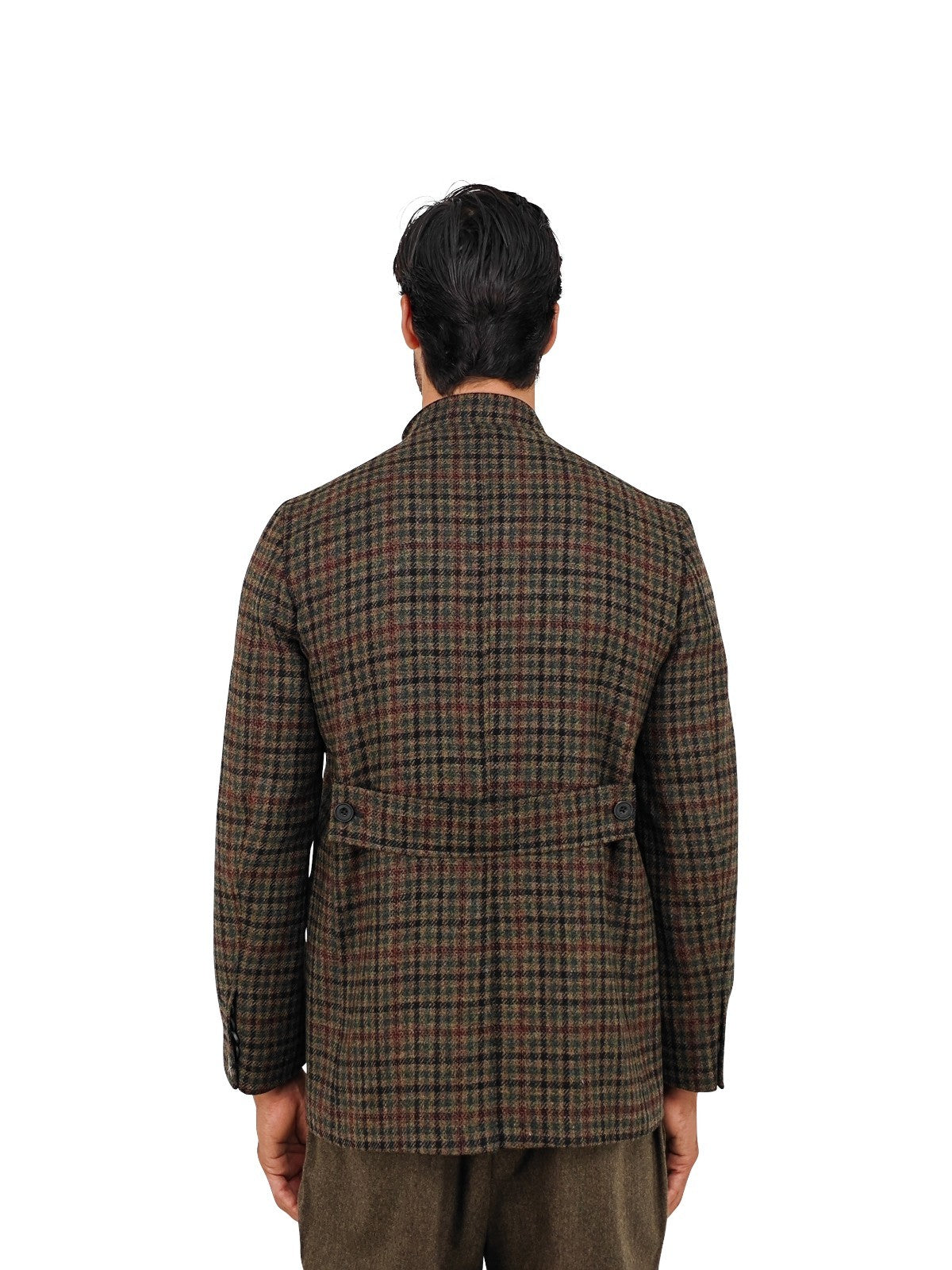 $1690 RUBINACCI NAPOLI "Stefano" Green Brown Checks Guru Sahariana Jacket Wool