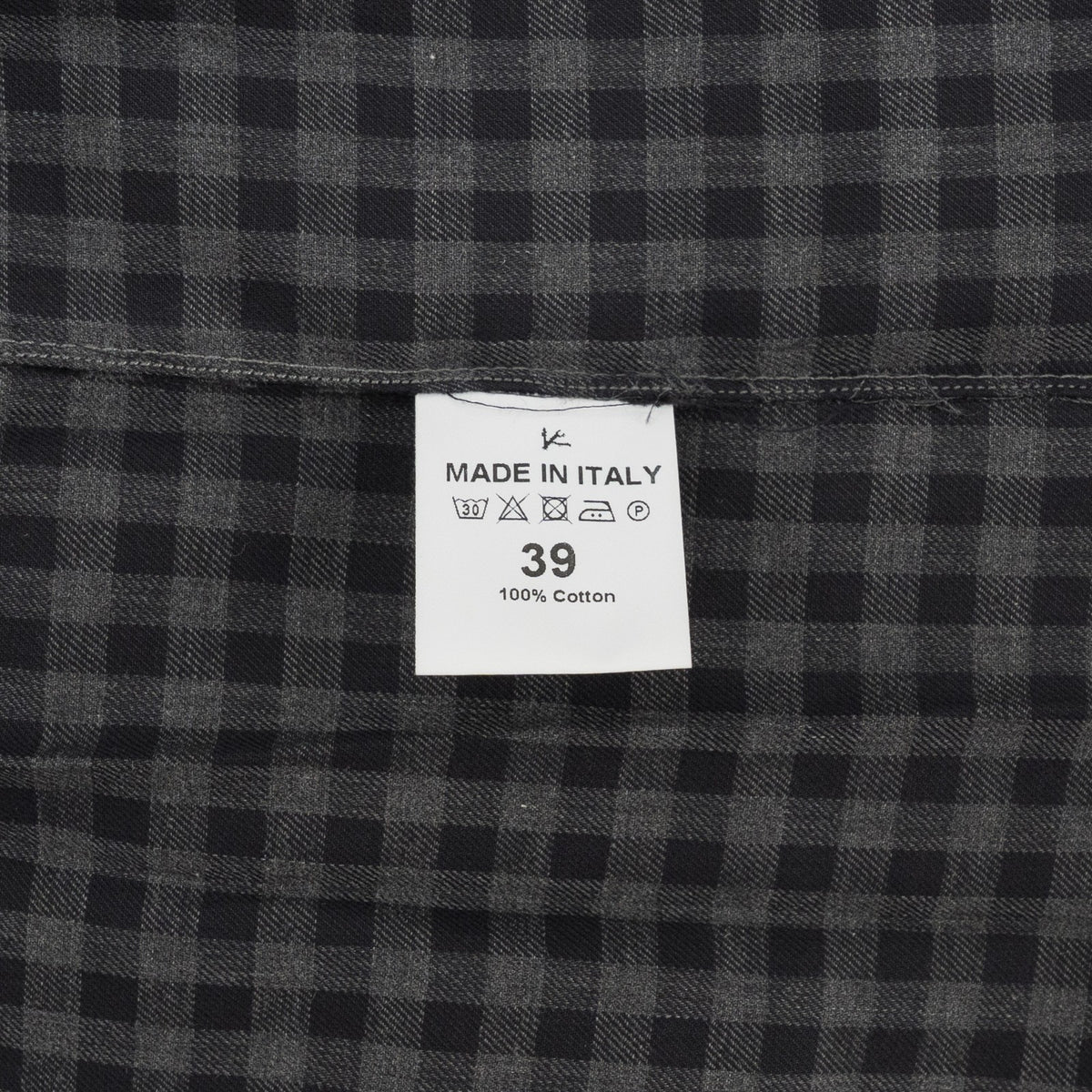 850$ ISAIA "Western" Casual Shirt Pockets Gray Checks Fine Cotton 15.5 - 39