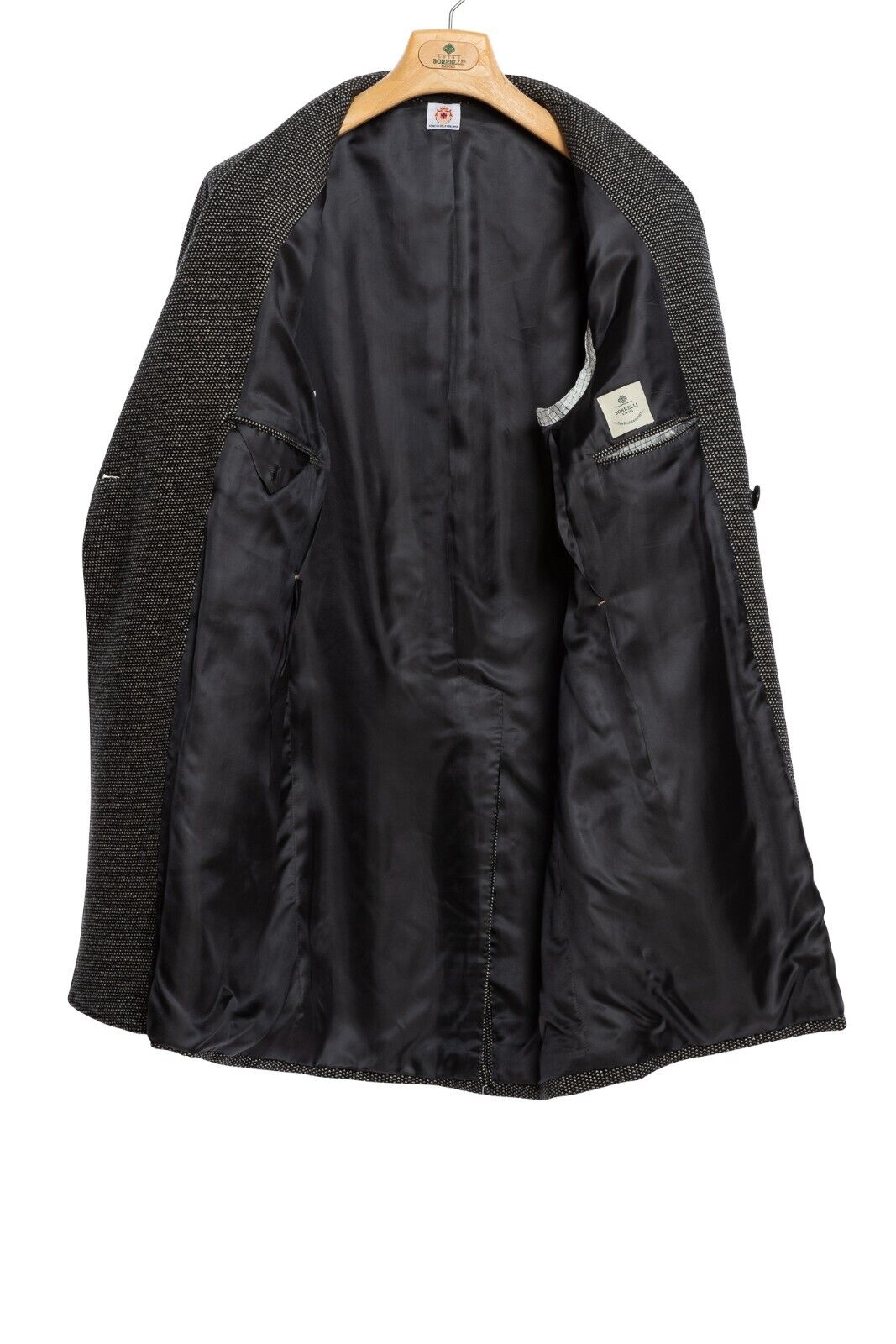 $4200 LUIGI BORRELLI NAPOLI Hand-Sewn 100% Cashmere Grey Coat Double Breasted