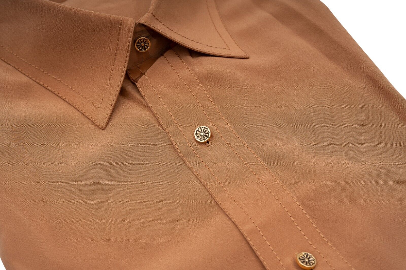 1400$ LUXURY MAROL BOLOGNA Shirt Orange 100% COMO SILK Crèpe 15.5 - 39