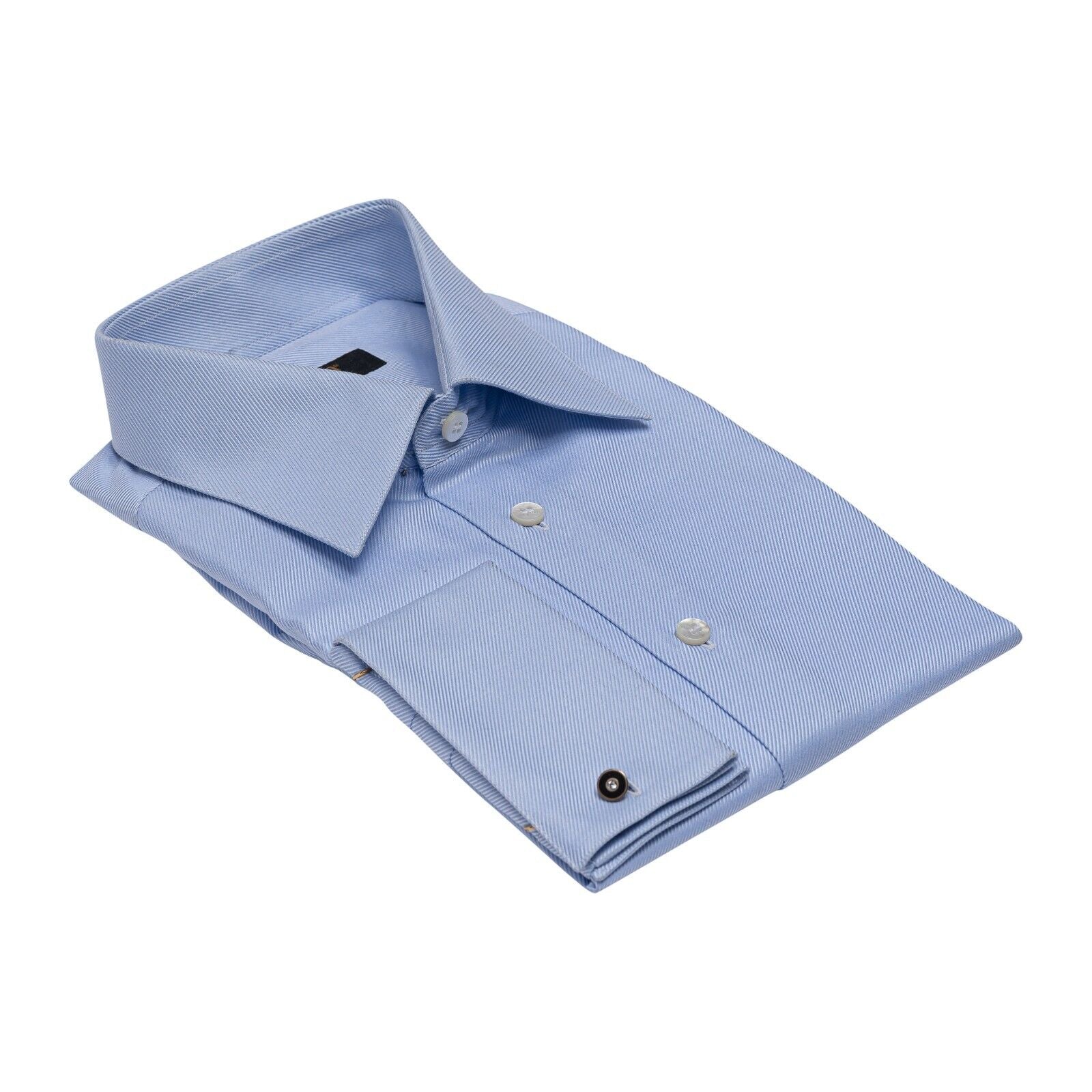 LUXURY 690$ GERLIN x UOMO Shirt Blue ALUMO Twill Cotton 16-41 2F BIJAN