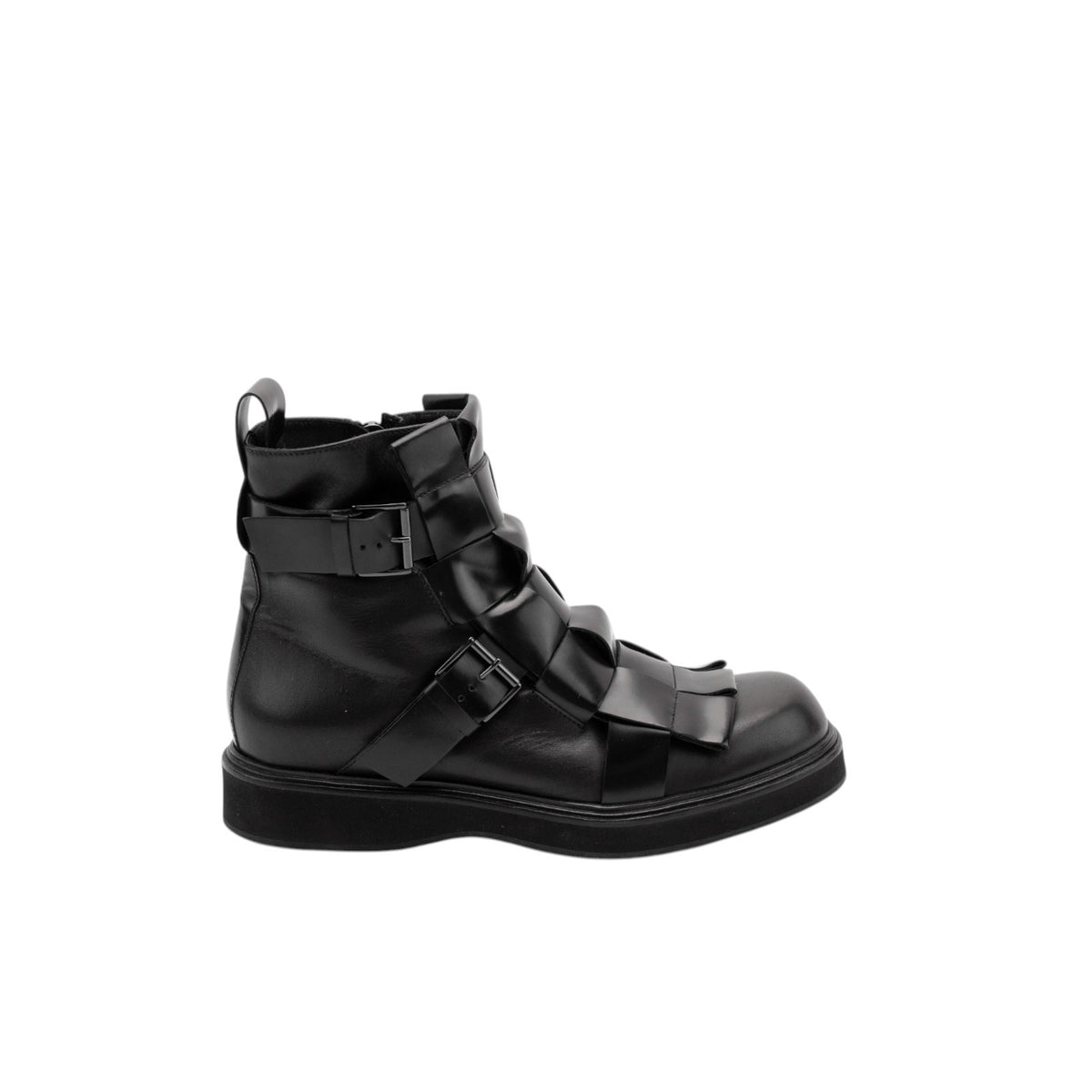2020$ GIORGIO ARMANI High-Top Boots Shoes Bukled Black Leather 10 UK 11 US 44 IT