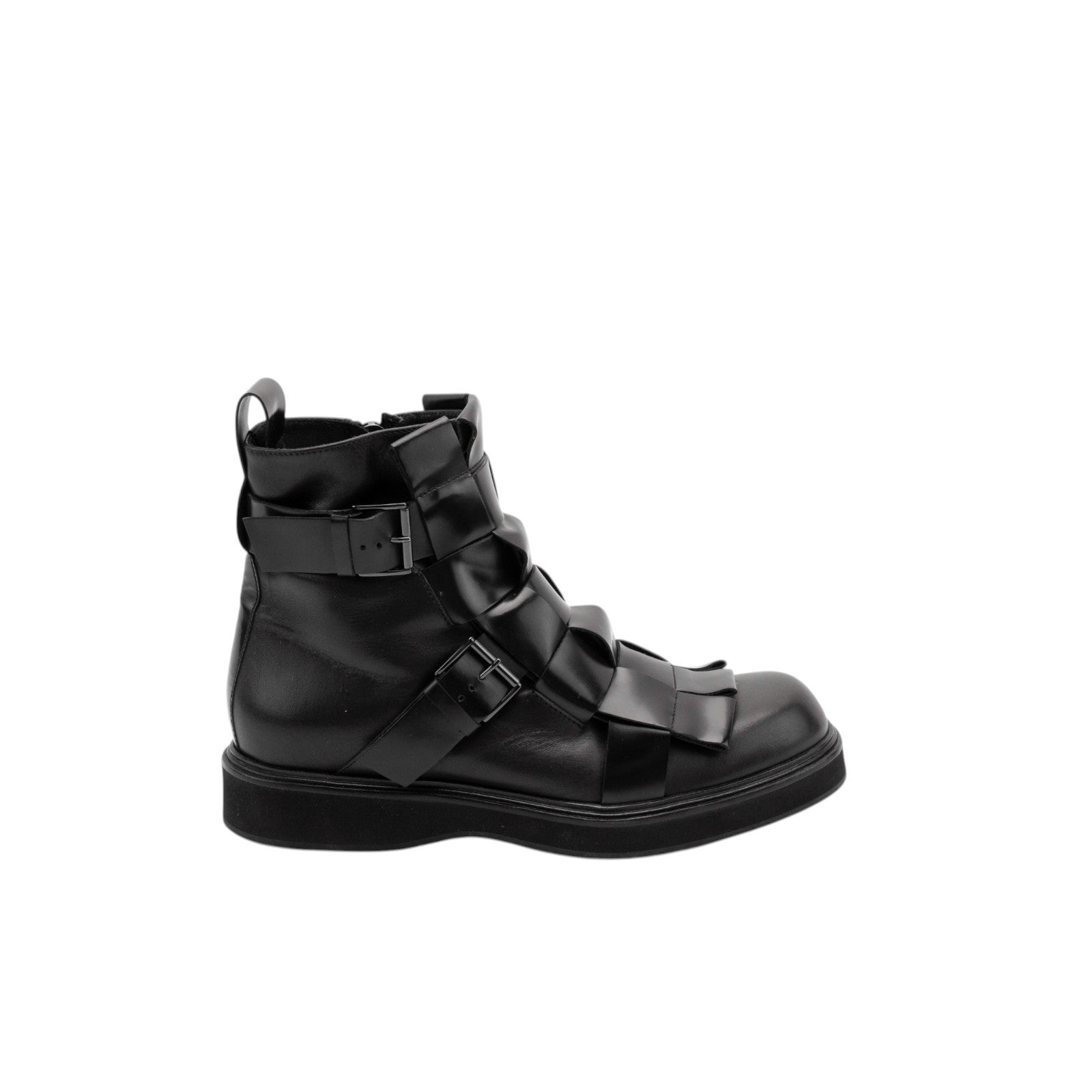 2020$ GIORGIO ARMANI High-Top Boots Shoes Bukled Black Leather 10 UK 11 US 44 IT