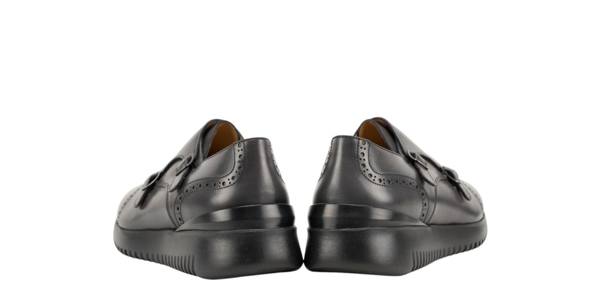 1100$ TESTONI Riace Double Monk Shoes Burnished Calf Taupe 8 UK / 9 US / 42 IT