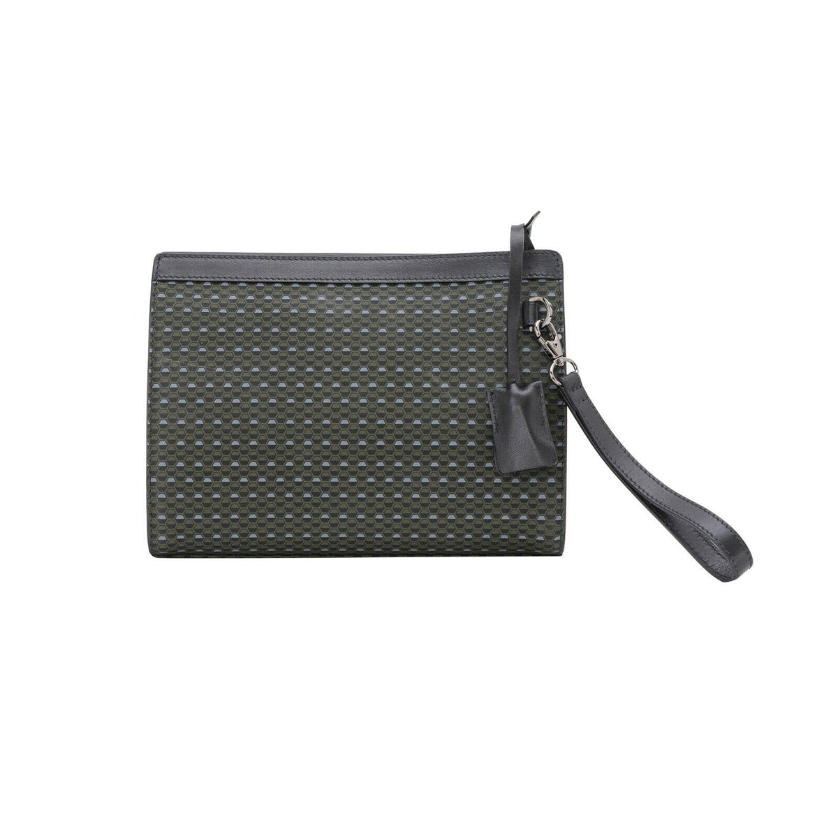 $720 Testoni Bologna Green OPTICAL Calf Hand Clutch Bag + Padlock Key