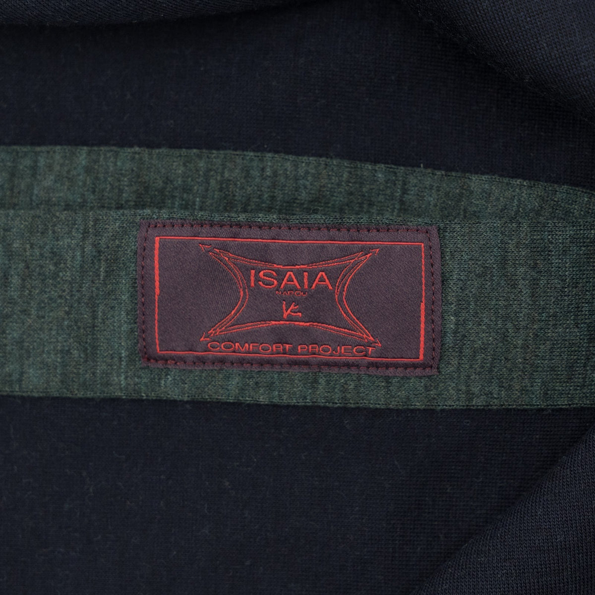 975$ ISAIA NAPOLI "Mix" Hand-Sewn Dress Shirt Green Wool Jersey 17.5 - 44