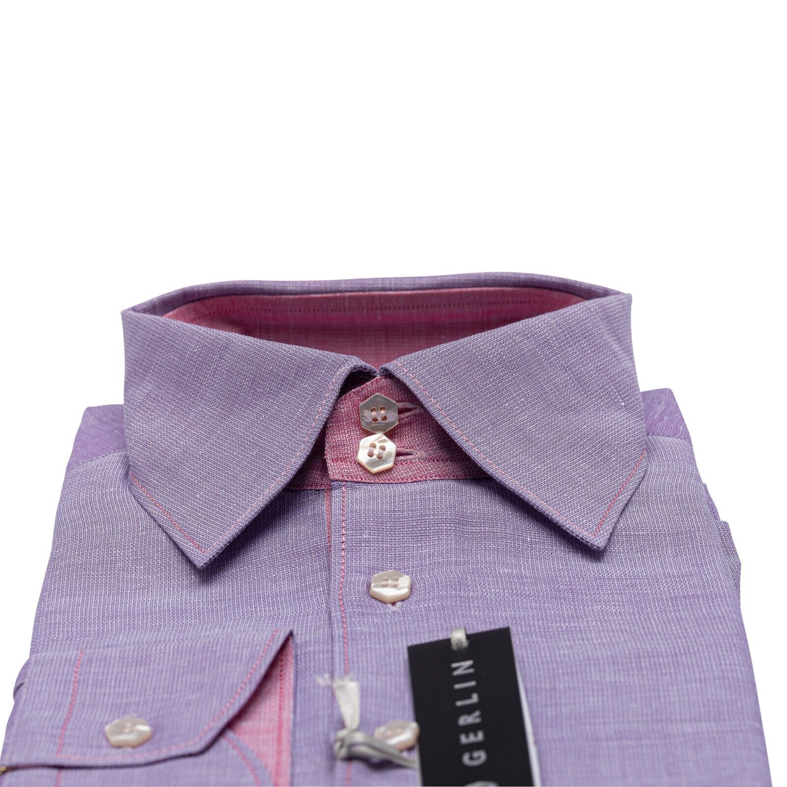 690$ LUXURY GERLIN Shirt Linen & Cotton Lavender 16 - 41 5Q BIJAN