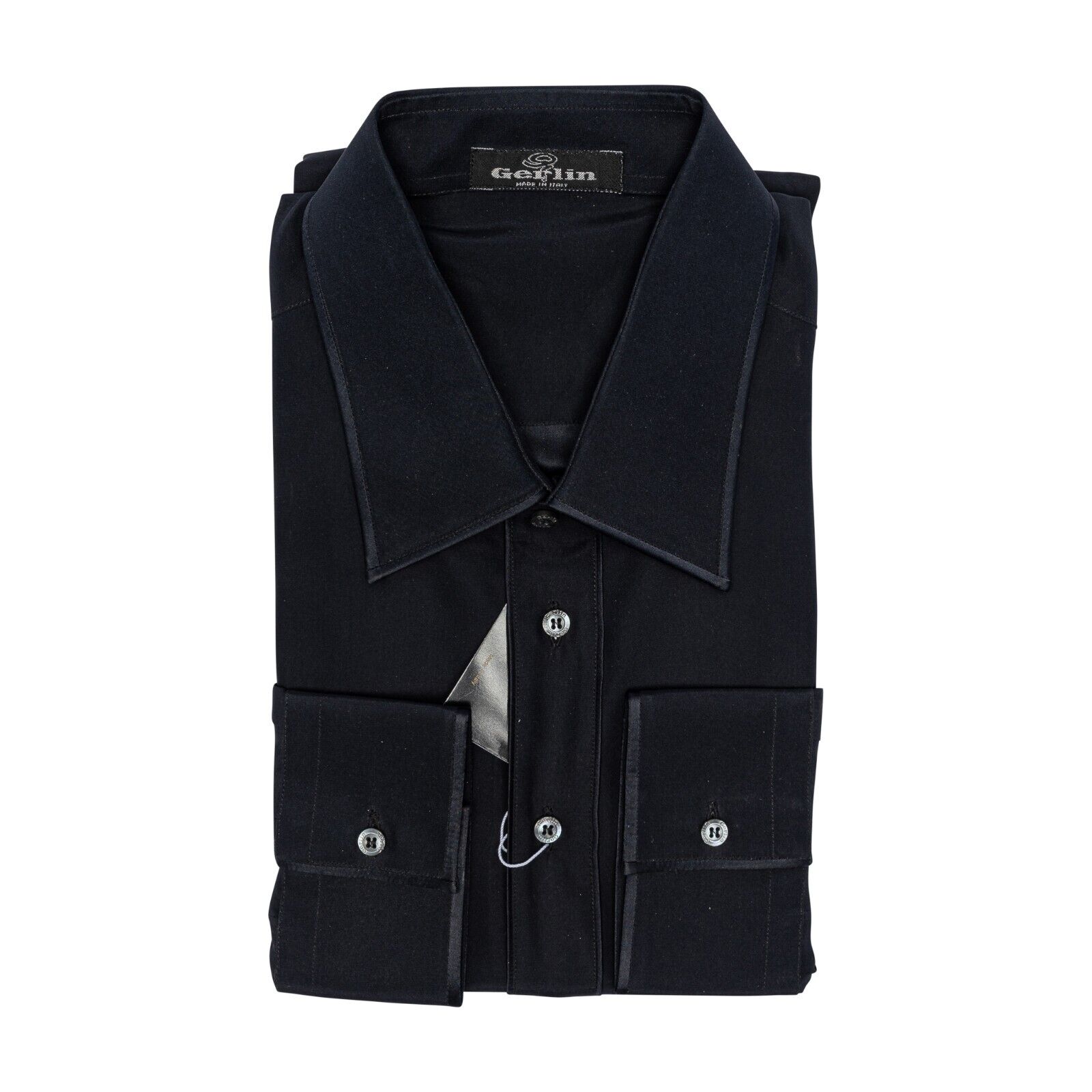 1400$ LUXURY GERLIN Shirt Blue Navy 100% Silk SATIN 16 - 41 2V BIJAN