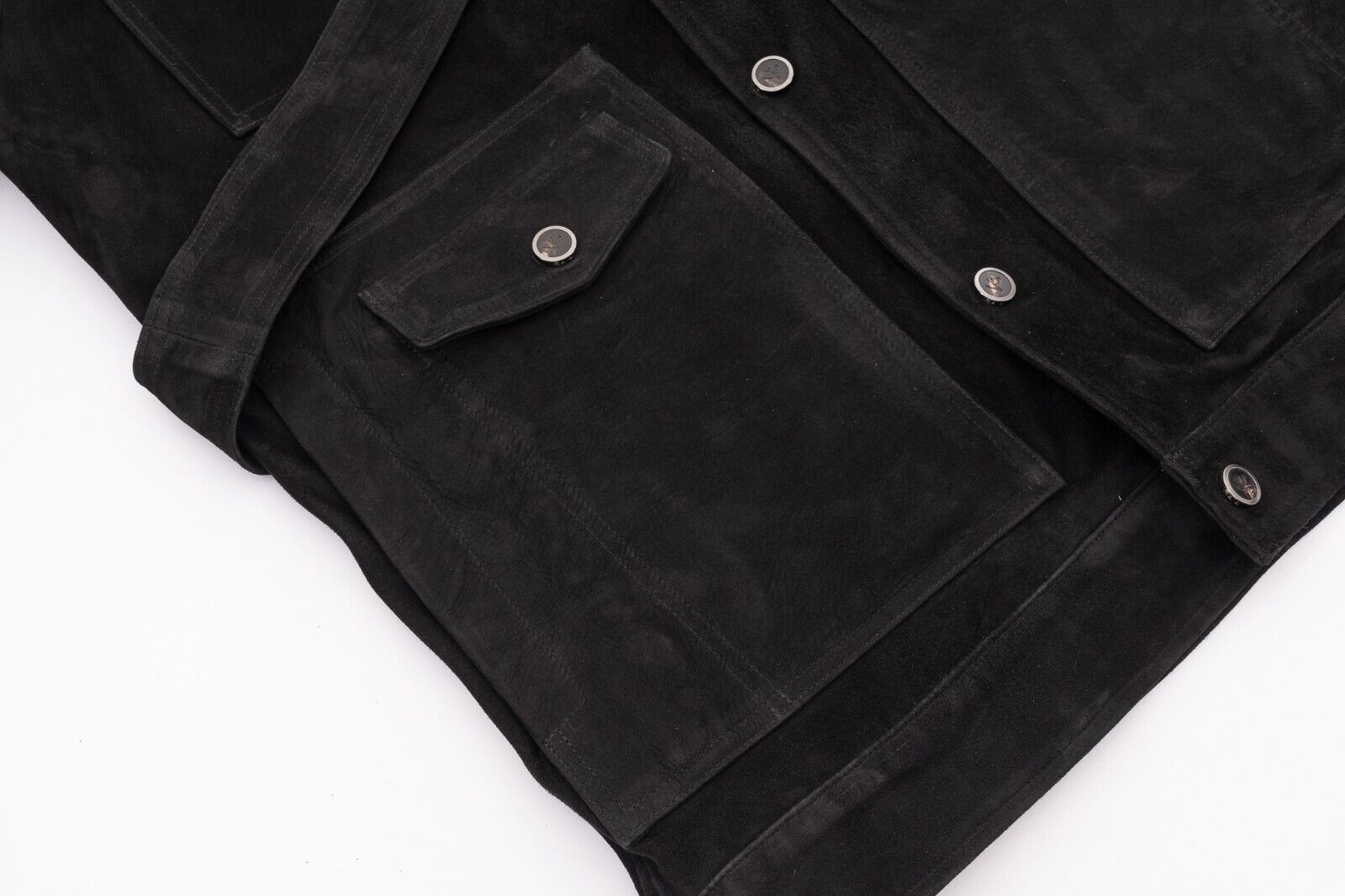 6800$ ISAIA NAPOLI Black Belted Field Jacket Coat 100% Lambskin 38 US / 48 EU