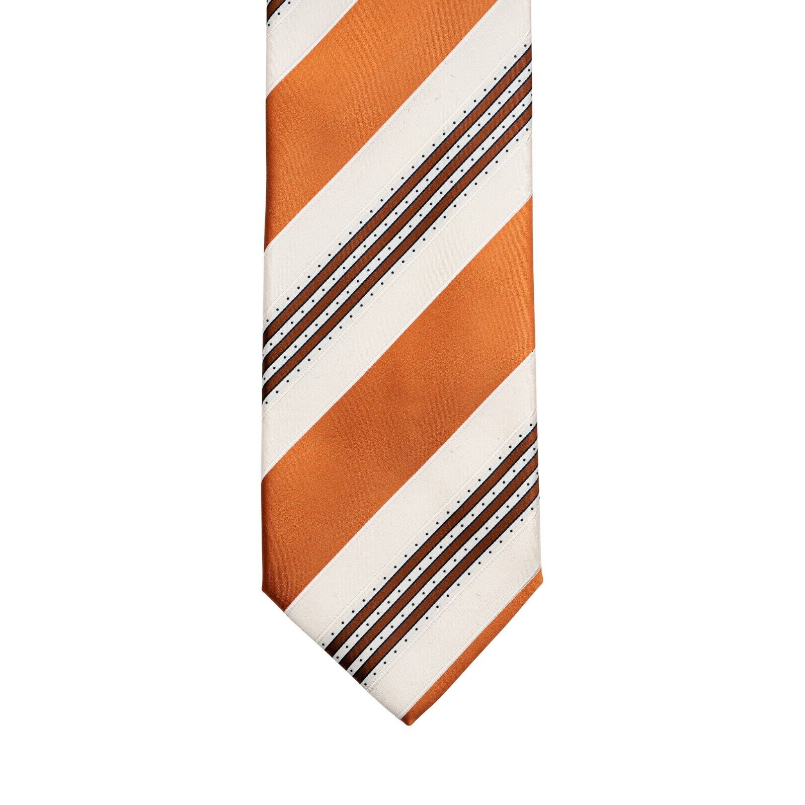 $290 ITALO FERRETTI Tie Regimental Orange 100% Silk Handmade in Italy BIJAN