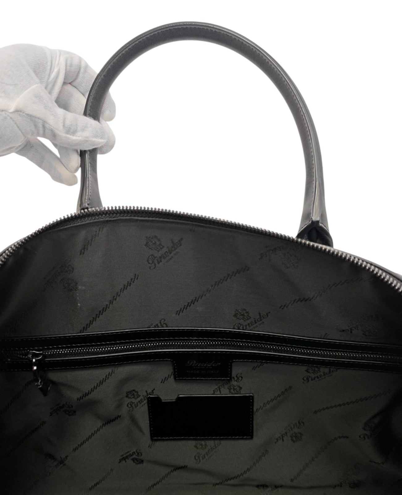 1550$ PINEIDER FIRENZE Embossed Empress Calf Large Duffle Bag Travel Black