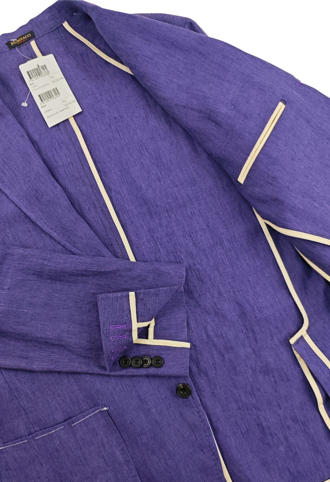 $1650 RUBINACCI NAPOLI Purple Unlined Jacket Sport Coat 100% Linen 40 US 50 EU