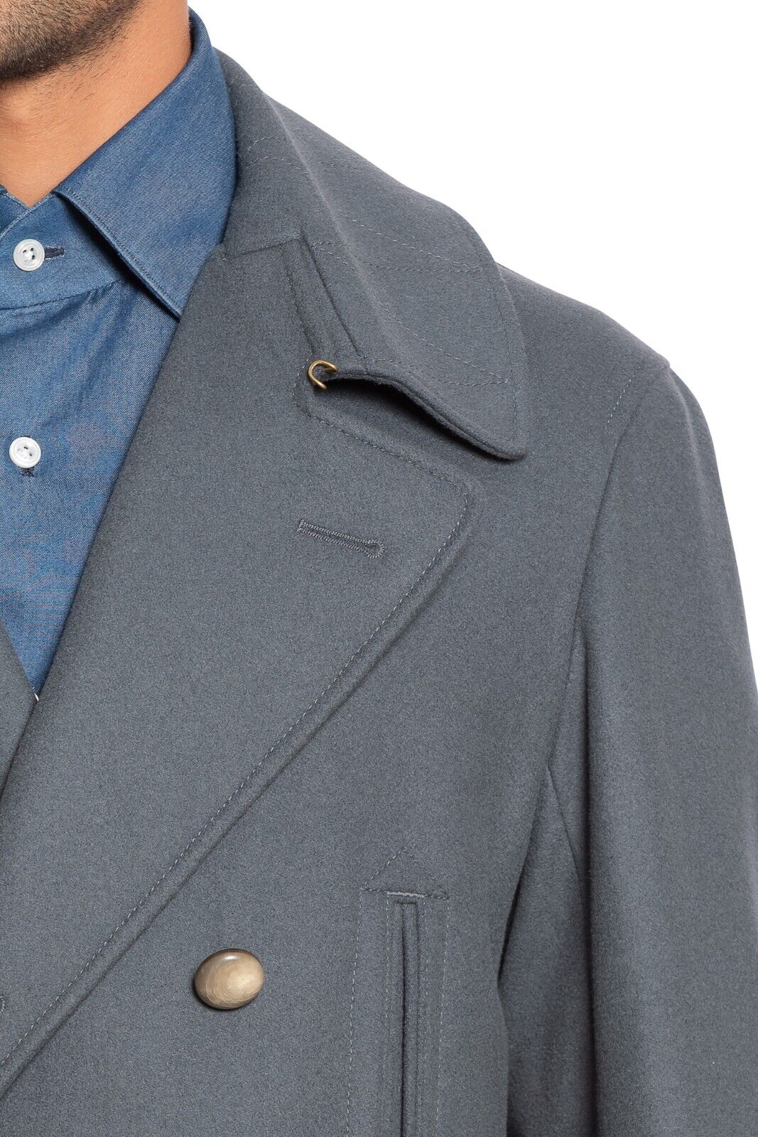 $1800 BOGLIOLI Double Breasted Blue Peacoat Coat Wool Cashmere 38 US / 48 EU