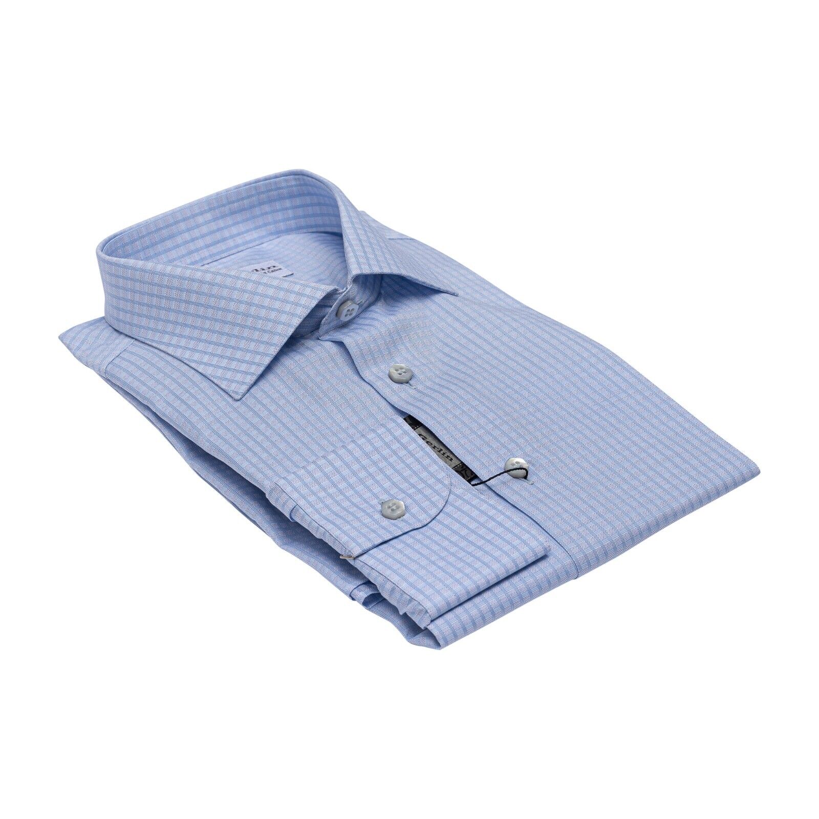 690$ LUXURY GERLIN Shirt Blue ALUMO TWILL Cotton 16 - 41 1U BIJAN