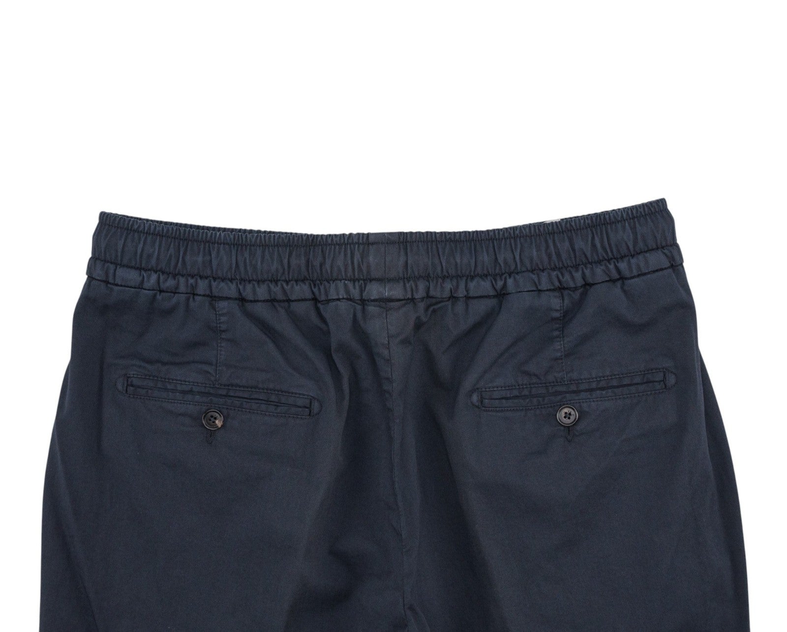 1050$ ISAIA NAPOLI Dark Blue Drawstring Pant Cotton Tapered Fit 34 US / 50 IT