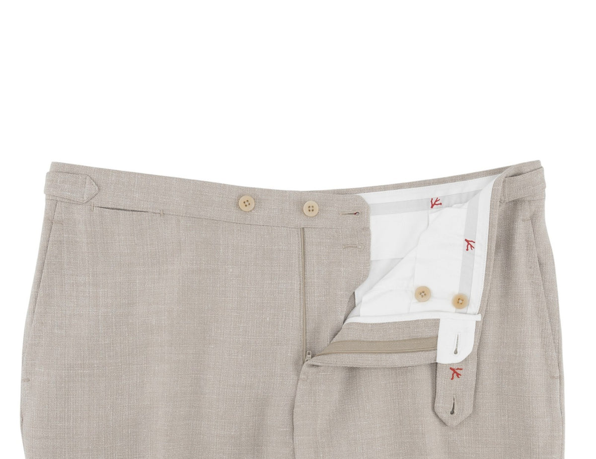 $6800 ISAIA NAPOLI "Capri" Sand Suit Wool / Silk / Linen 42 US / 52 EU 8R