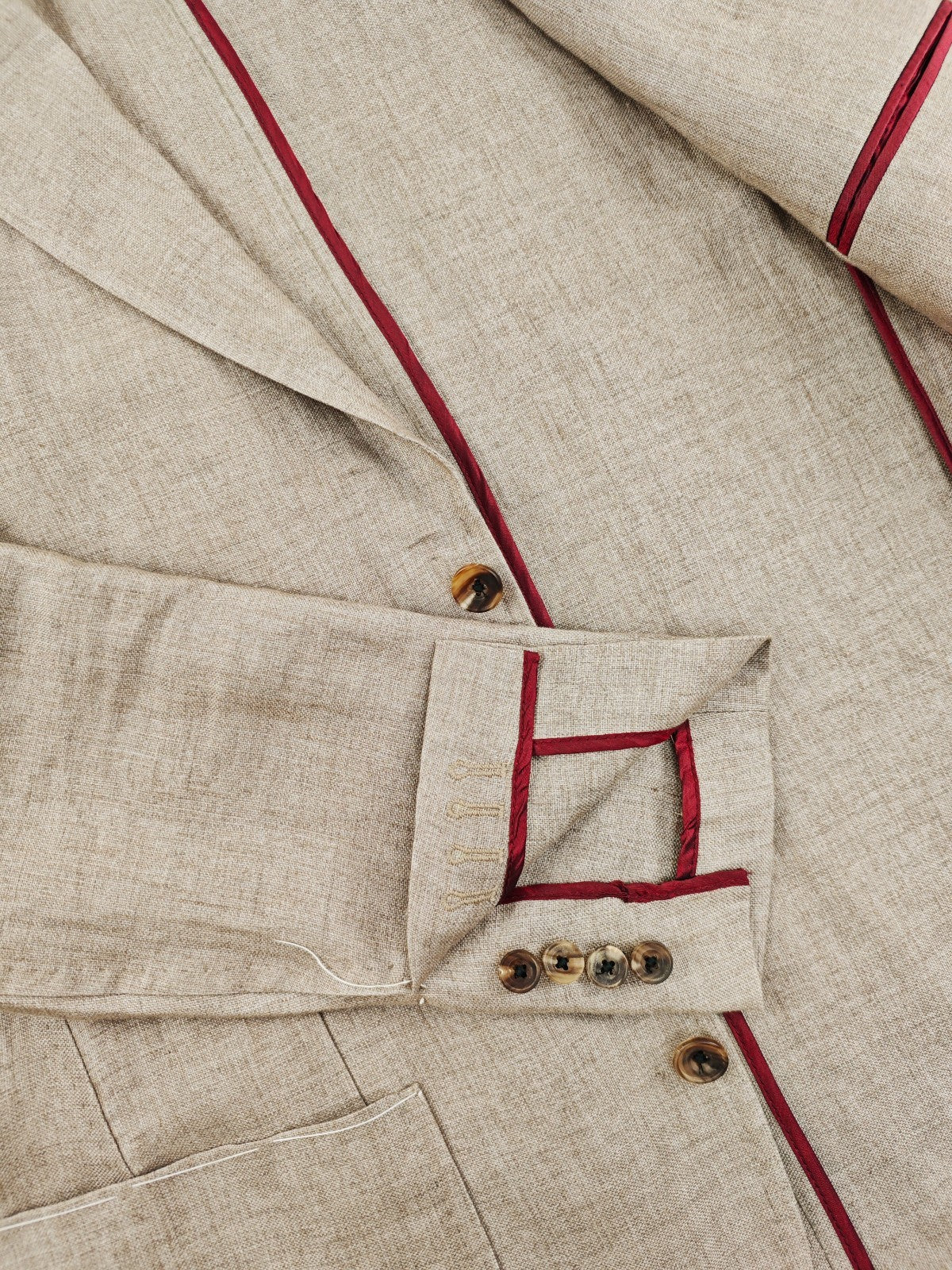 $1750 RUBINACCI NAPOLI Beige Jacket Sport Coat 100% Linen 42 US / 52 EU