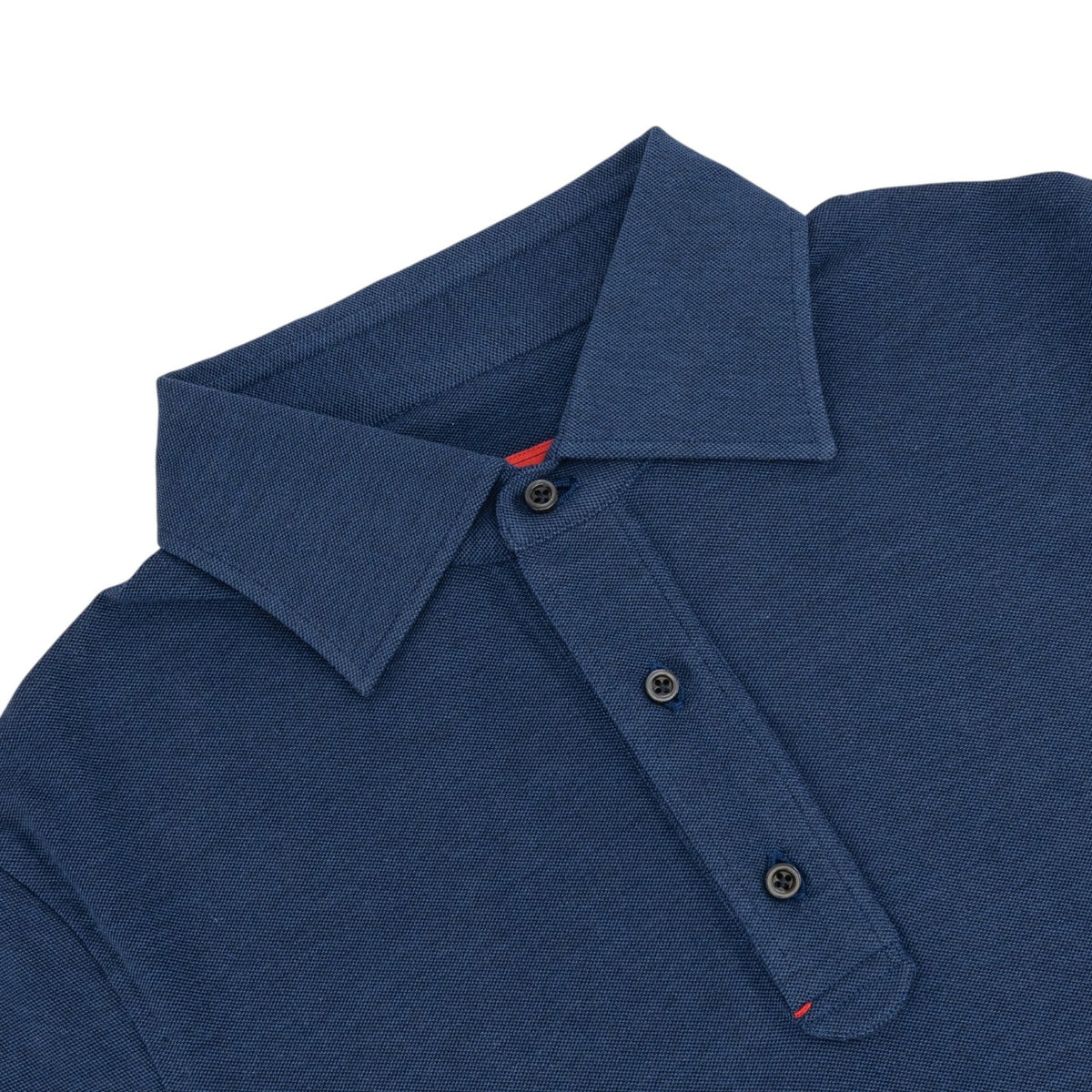 575$ ISAIA NAPOLI Garment Jersey Cotton Polo Short Sleeve Blue