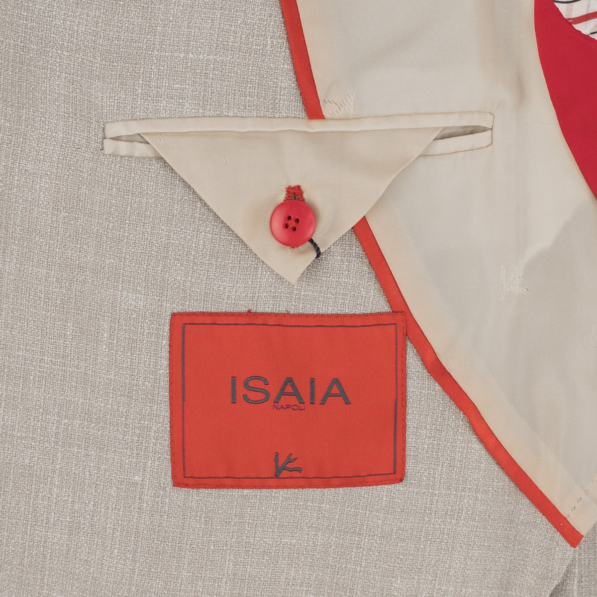 $6800 ISAIA NAPOLI "Capri" Sand Suit Wool / Silk / Linen 42 US / 52 EU 8R