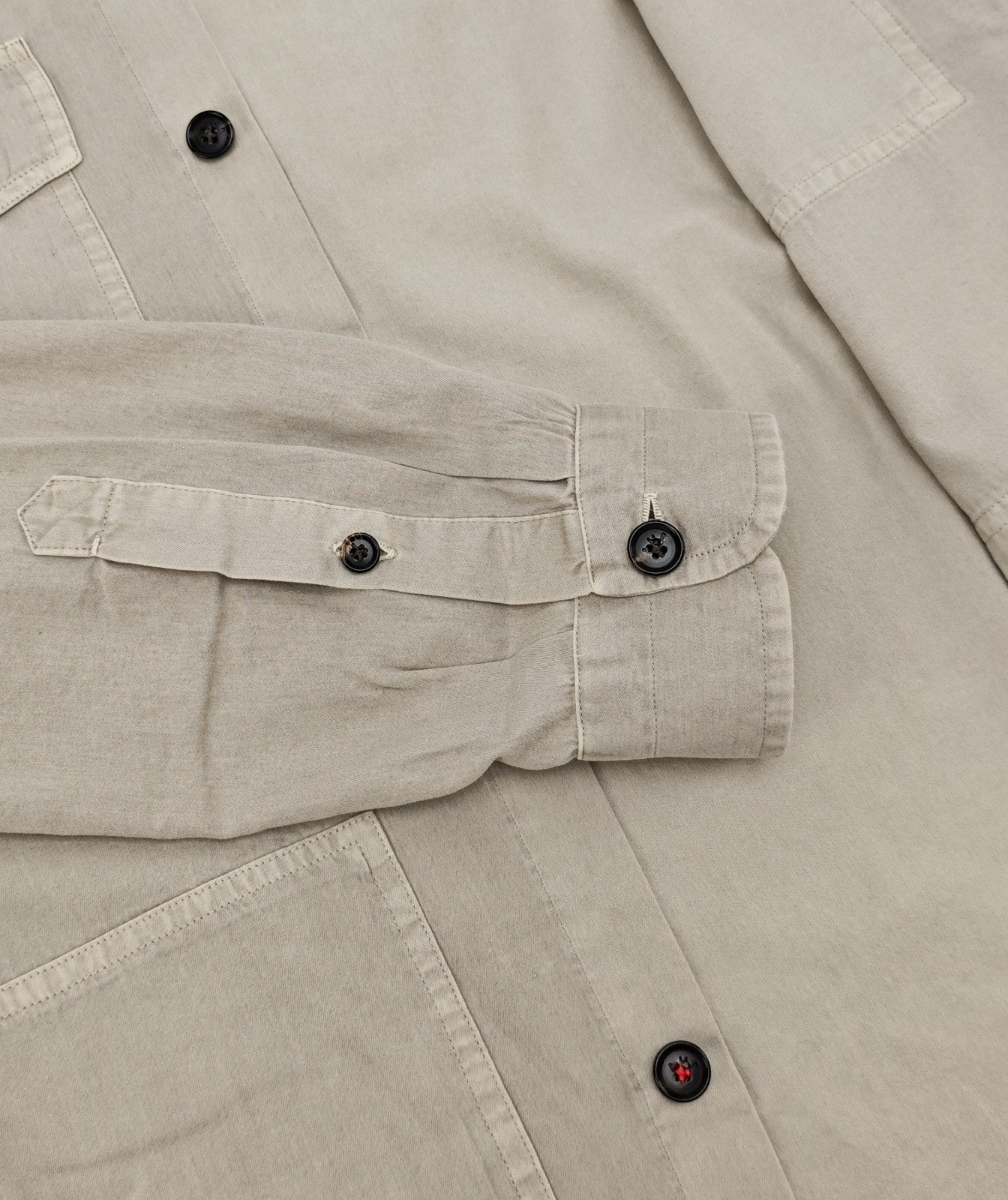 $1250 ISAIA NAPOLI Light Beige Hand-Sewn Overshirt Jacket Cotton - Silk