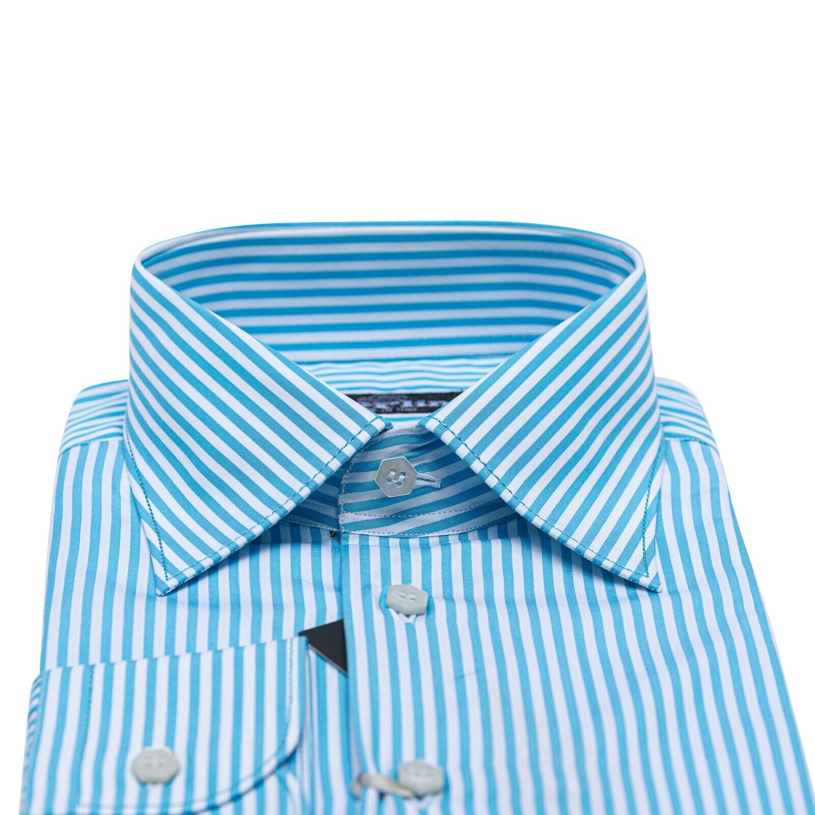 690$ LUXURY GERLIN Shirt Striped Blue / White Cotton 16 - 41 - 8O BIJAN