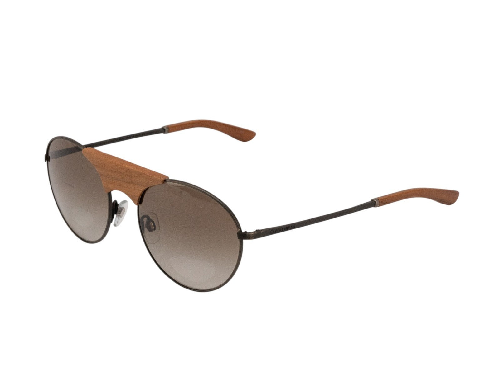 520$ GIORGIO ARMANI Sunglasses Wood Bridge Round Metal Aviator Brown