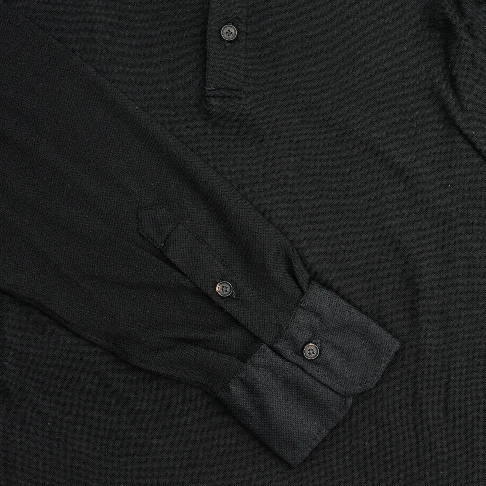 1200$ ISAIA NAPOLI "Iconico" Black Sartorial Knit Polo Sweater Wool Hand-Sewn