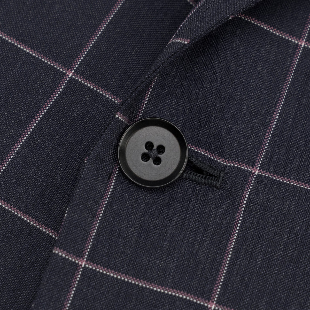 $6600 ISAIA "Capri" Suit Dark Blue - Pink Wool Windowpane 44 US / 54 EU 8R
