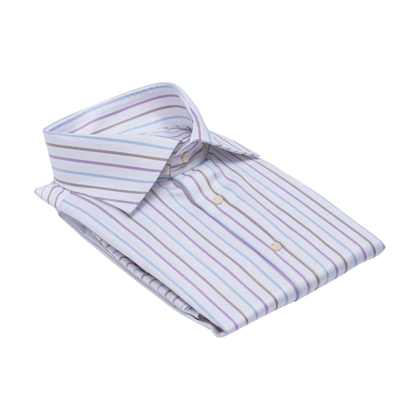 690$ LUXURY GERLIN Shirt Striped White Cotton 17.75 - 46 4B BIJAN