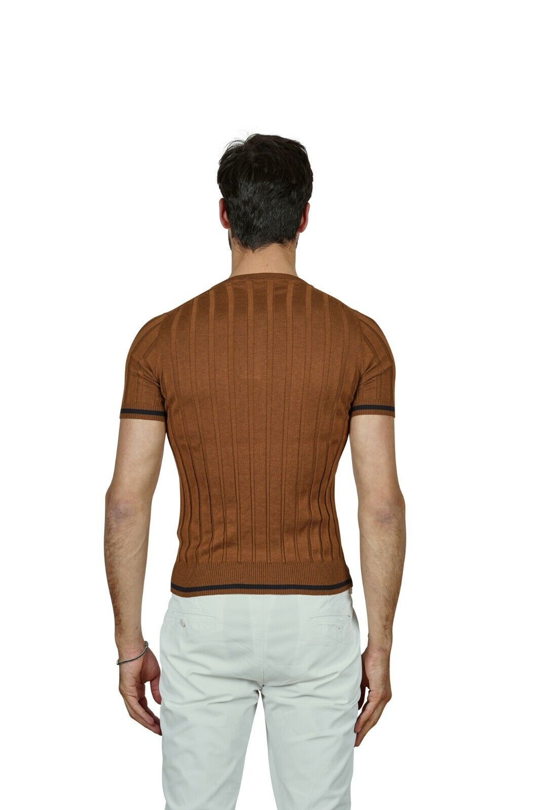240$ Italian Luxury ALPHA STUDIO Sweater Knit T-Shirt Cotton Silk 36 US / 46 EU