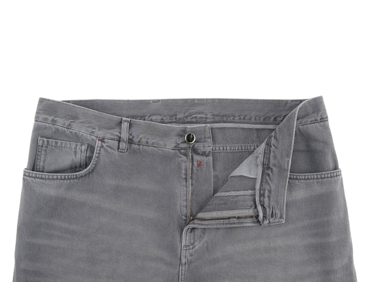 795$ ISAIA "SpaccanapolI" Gray Denim Jeans 5 Pocket Pant Cotton 38 US/54 EU