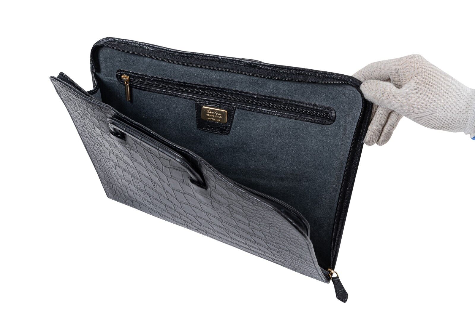 $8K LUXURY DELL'GA MILANO Handmade Black Briefcase Business Bag Real Crocodile