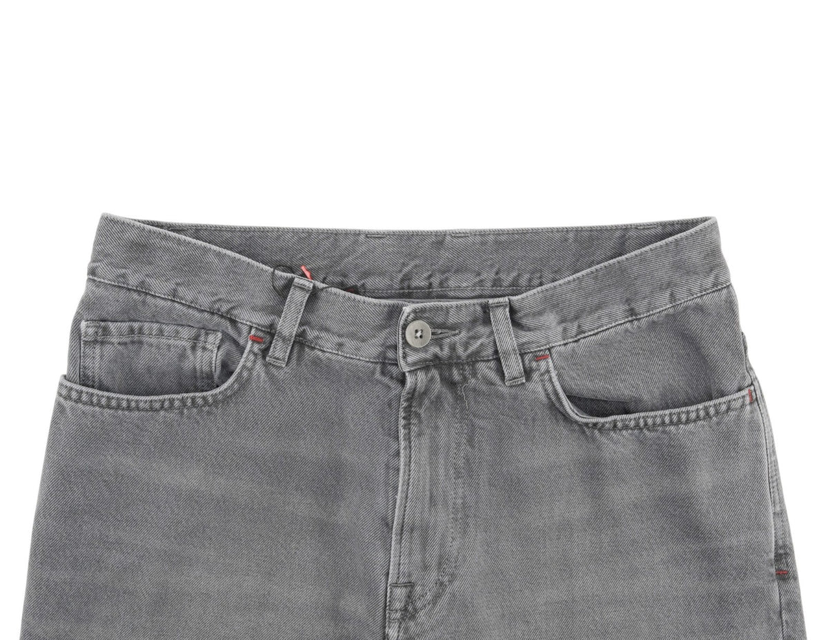 795$ ISAIA NAPOLI "Chiaia" Gray Denim Jeans 5 Pocket Pant Cotton 32 US / 48 EU