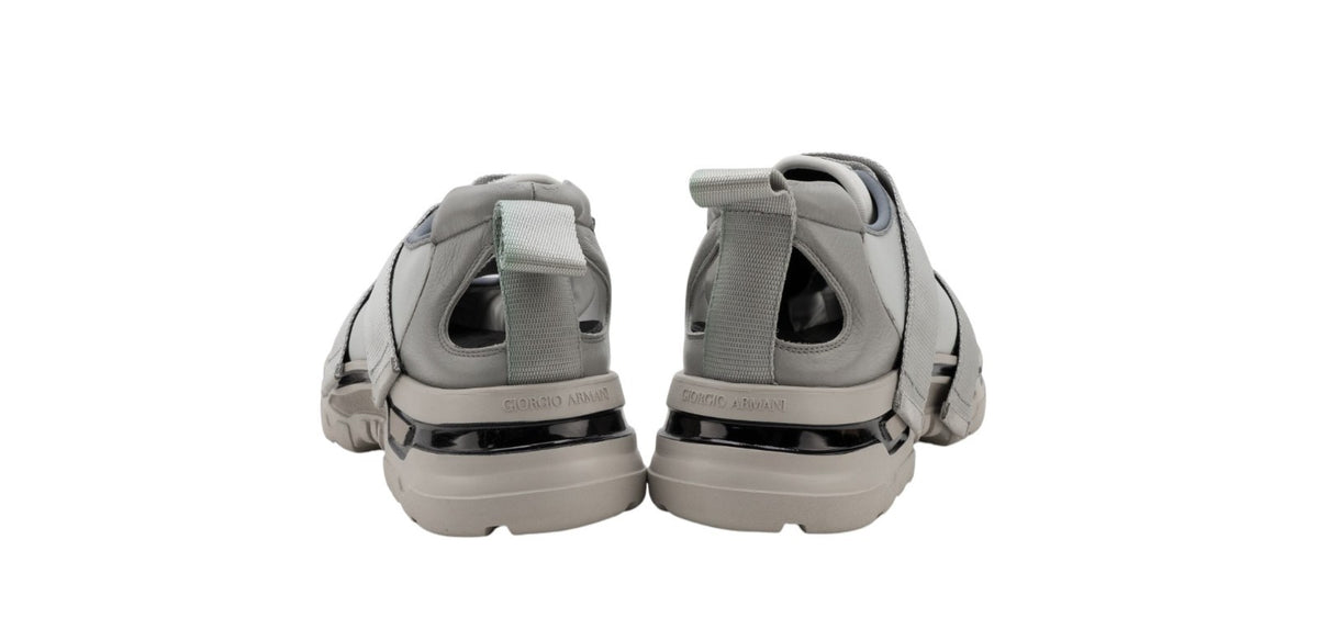 1450$ GIORGIO ARMANI Sneakers Shoes Strapped Ice Gray Suede 10 UK 11 US 44 IT