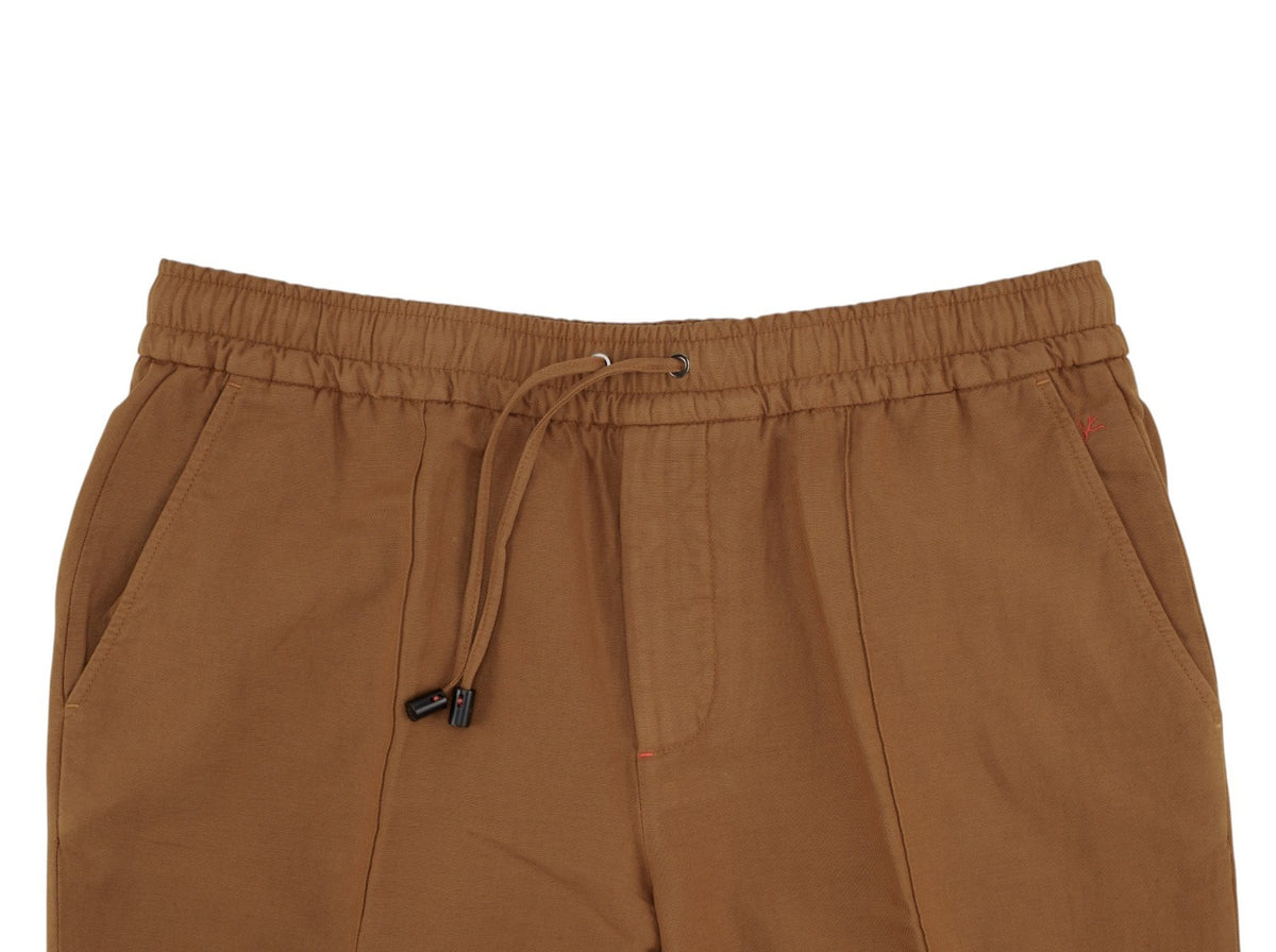 1125$ ISAIA NAPOLI Rust Drawstring Pant Relaxed Fit Cotton - Linen 40 US / 56 EU