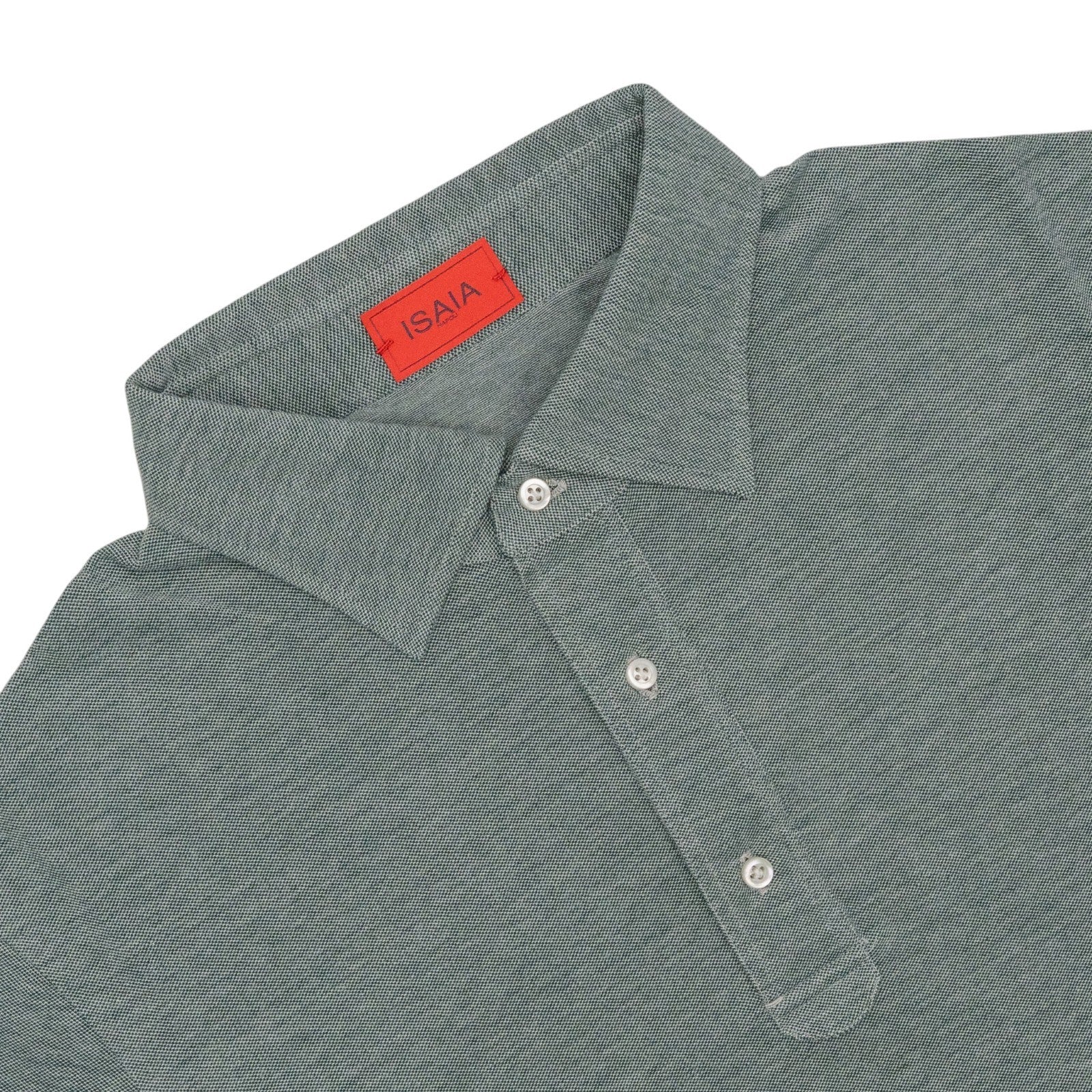550$ ISAIA NAPOLI Jersey Cotton Piquet Short Sleeve Polo Green Size XL