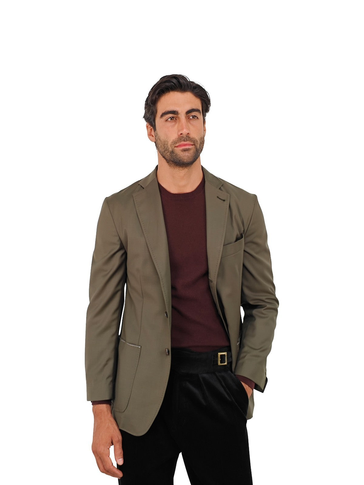 $1650 RUBINACCI Olive Green Deconstructed Jacket Sport Coat Wool 36 US / 46 EU