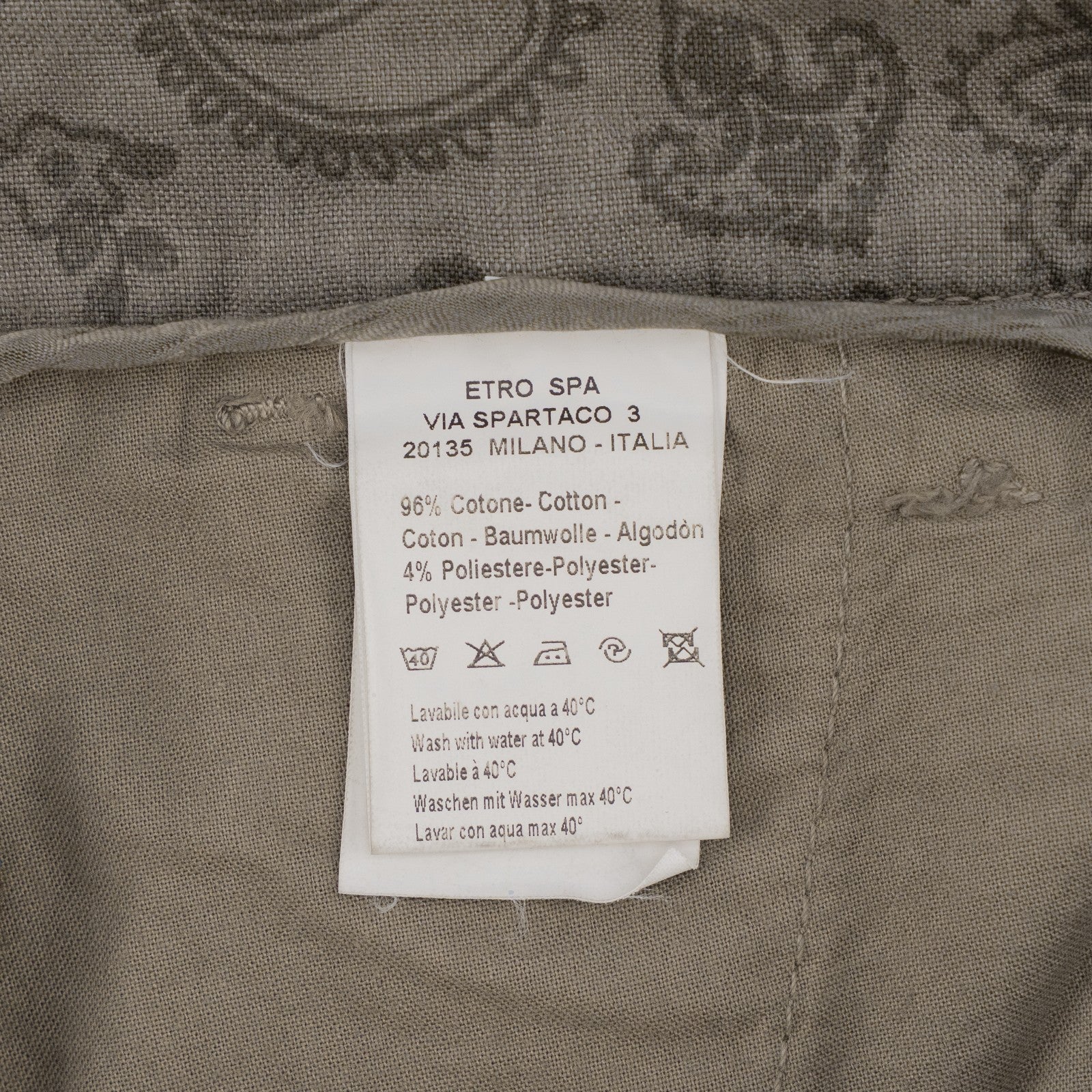 780$ ETRO MILANO Taupe Gray Fine Cotton Pant Straight Leg Made in Italy
