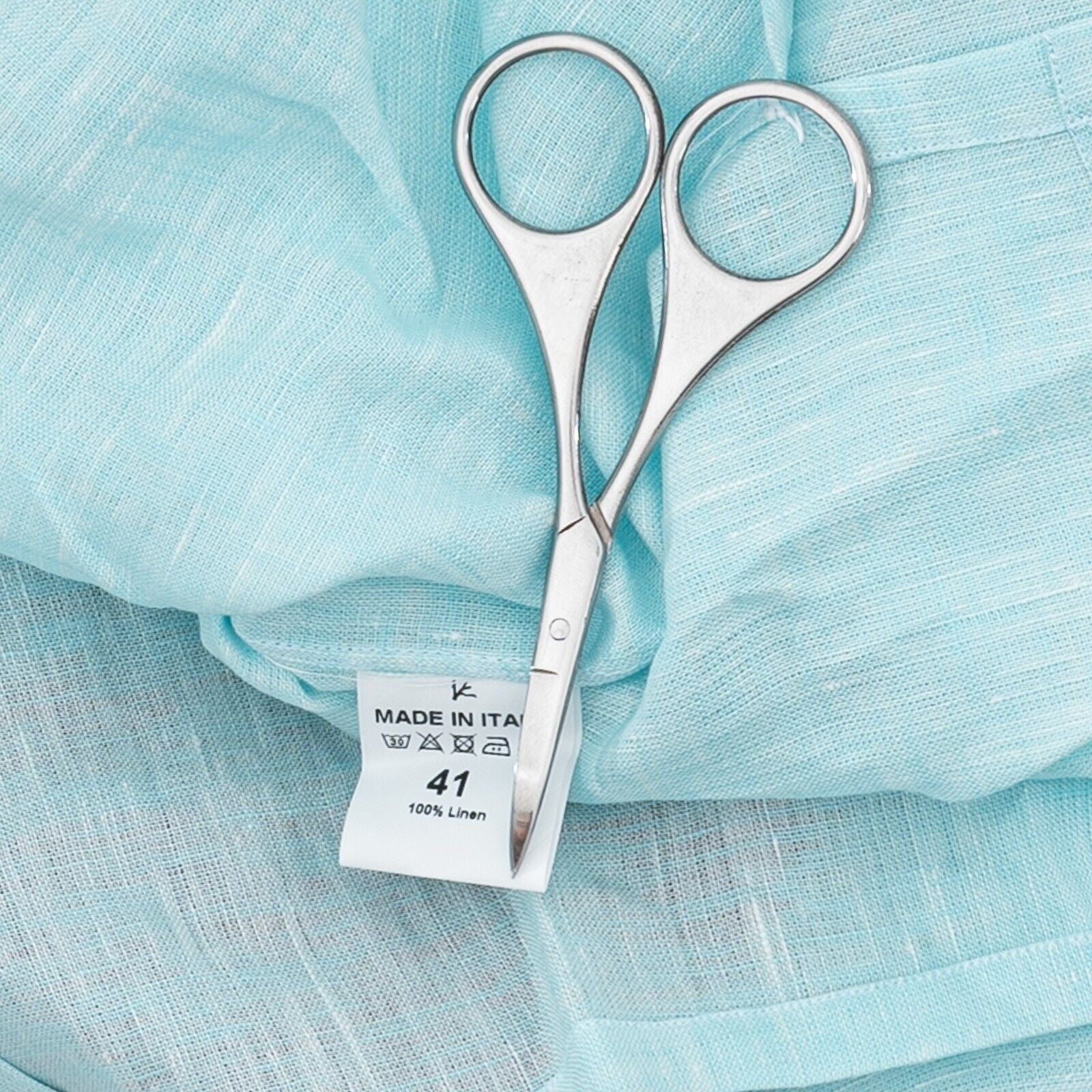850$ ISAIA NAPOLI Blue Tiffany Hand-Sewn Shirt Camp Collar 100% Linen 16 - 41