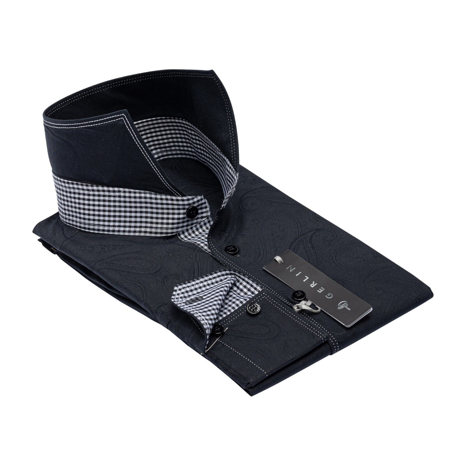 690$ LUXURY GERLIN Shirt Blue Paisley Jacquard Cotton 16 - 41 6C ZILLI