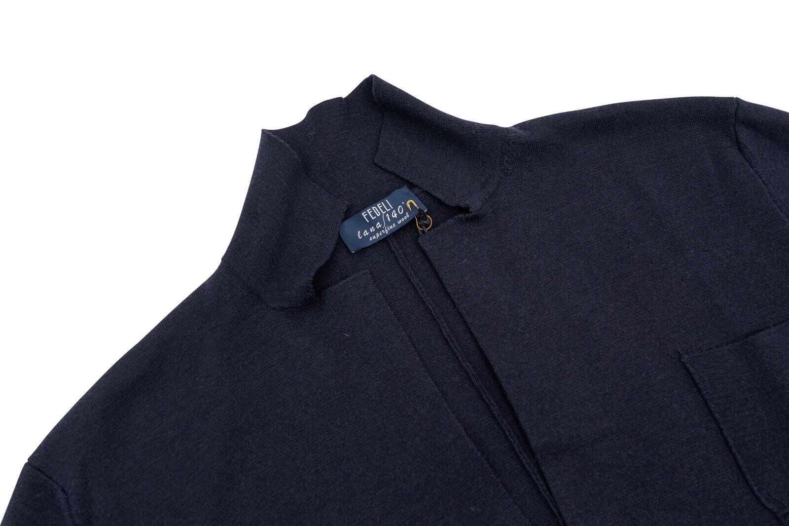 $1650 FEDELI CASHMERE Blue Navy Cardigan Jacket Superfine Wool 140's