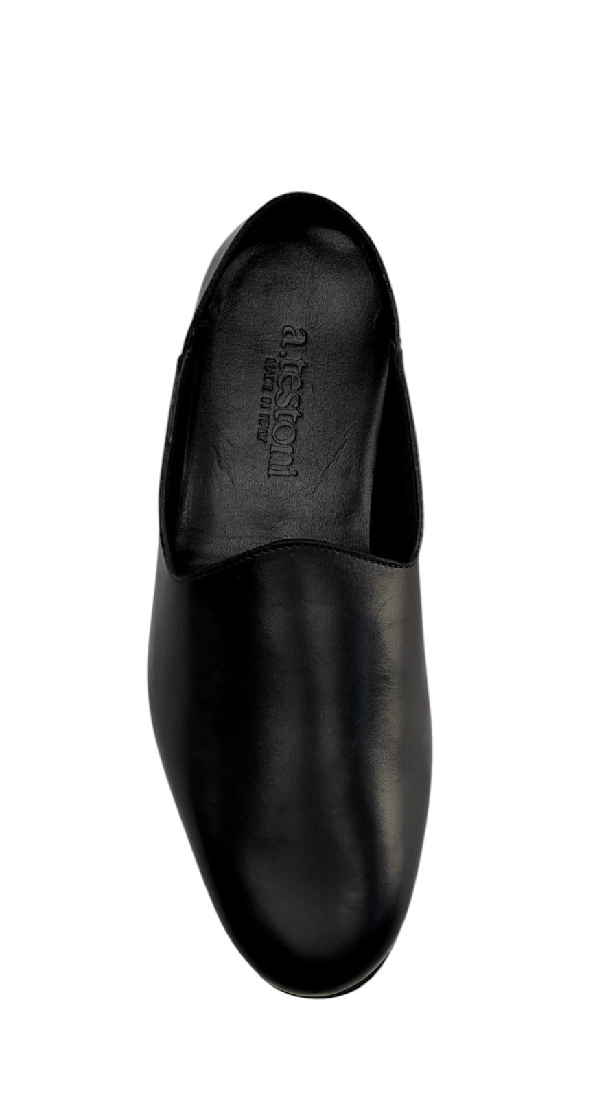 $1150 TESTONI BOLOGNA Slipper Loafer Shoes Lux Calf Black