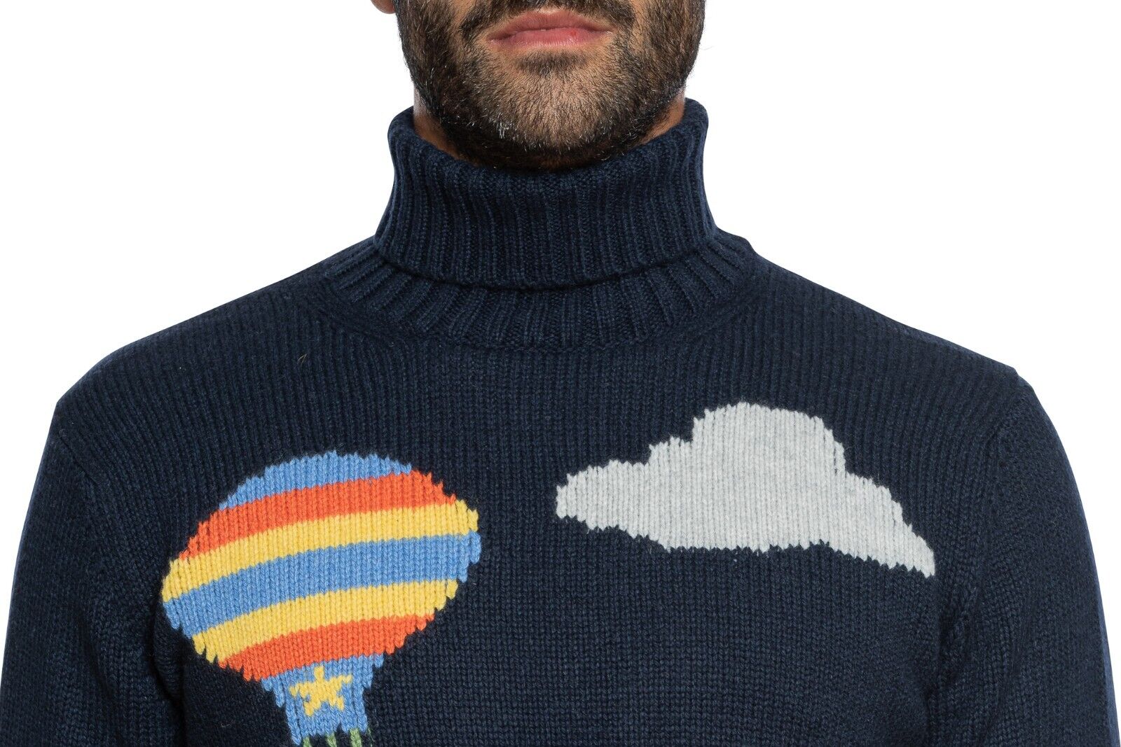 480$ DELLA CIANA CASHMERE Sweater Turtleneck Hot Air Ballon Merinos / Cashmere