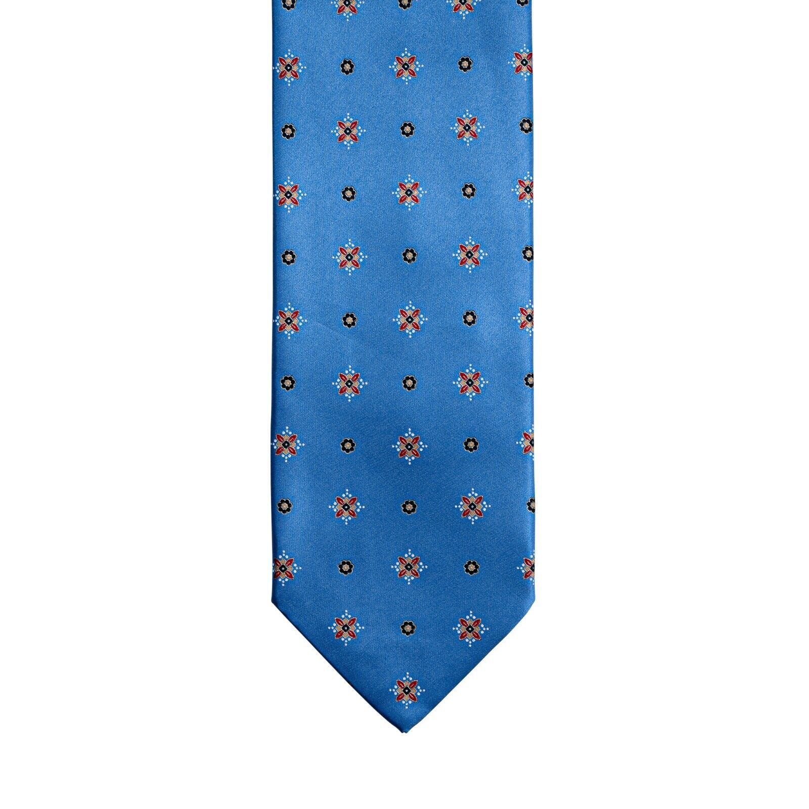 $290 ITALO FERRETTI Tie Floral Blue 100% Silk Handmade in Italy BIJAN