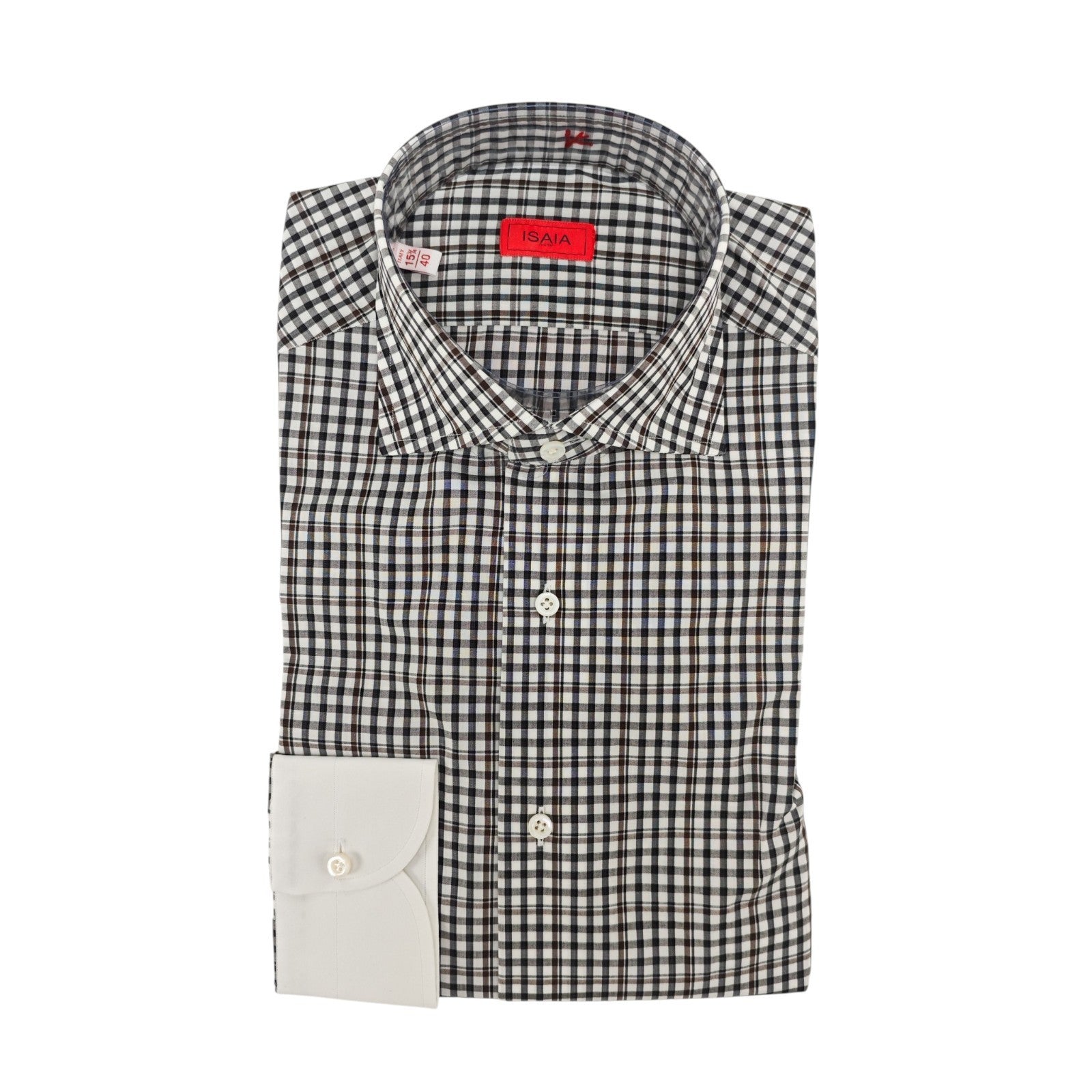 730$ ISAIA NAPOLI "Mix" Dress Shirt Hand-Sewn Checks Lightwheight Cotton