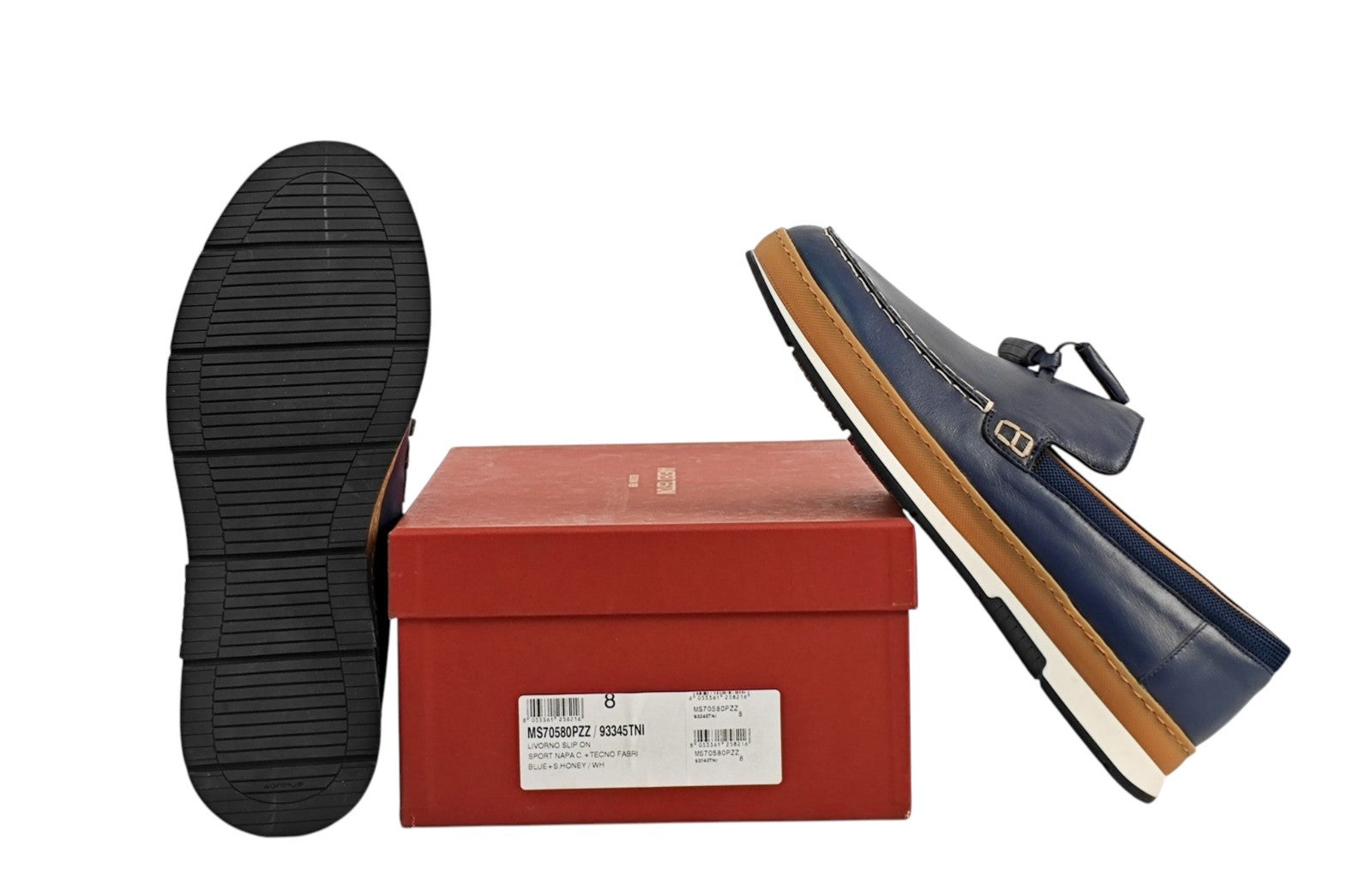 850$ TESTONI "Livorno" SlipOn Casual Loafer Blue Calf 8 UK / 9 US / 42 IT