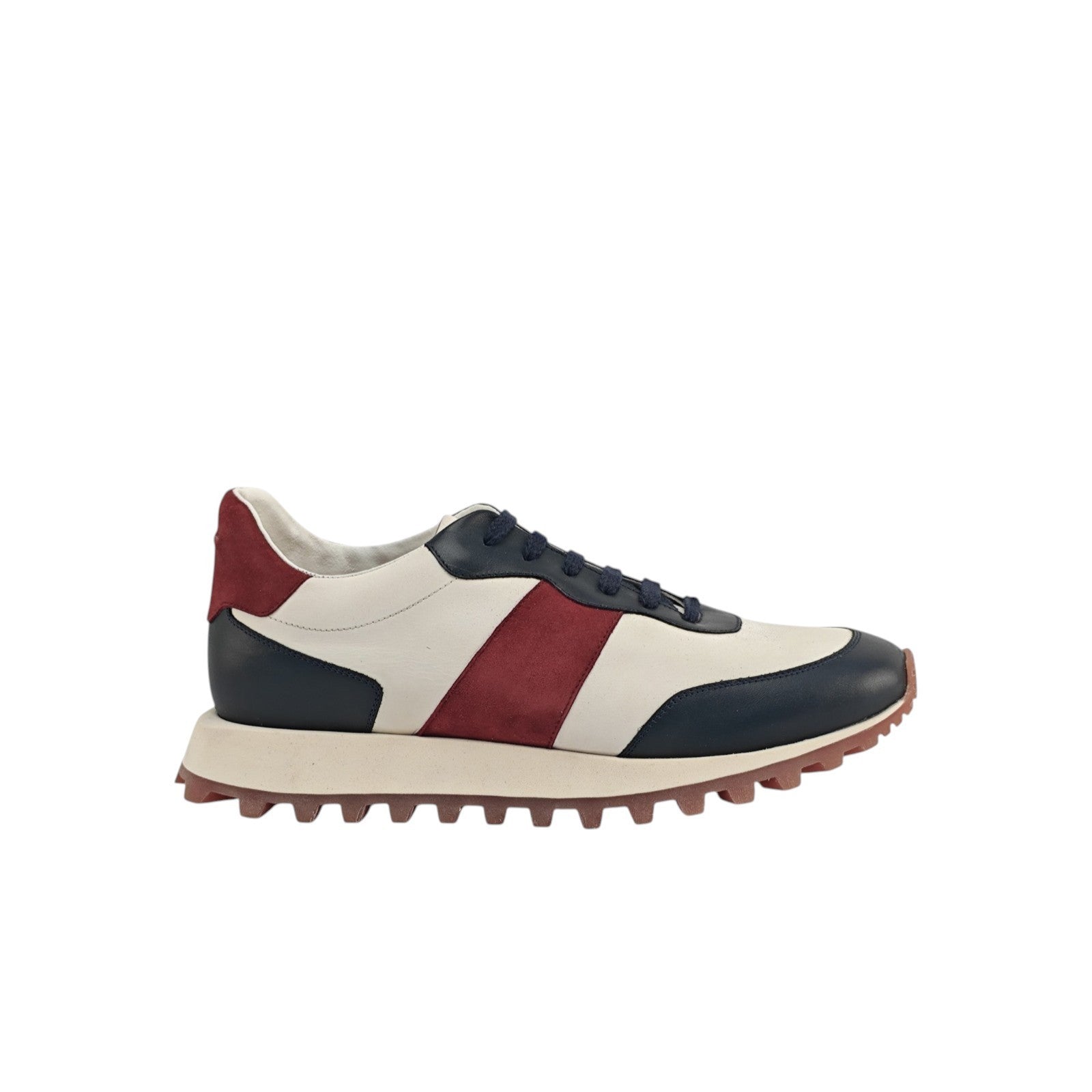$900 TESTONI BOLOGNA Sneaker Shoes Sport Calf & Suede Lambrusco / Navy / White